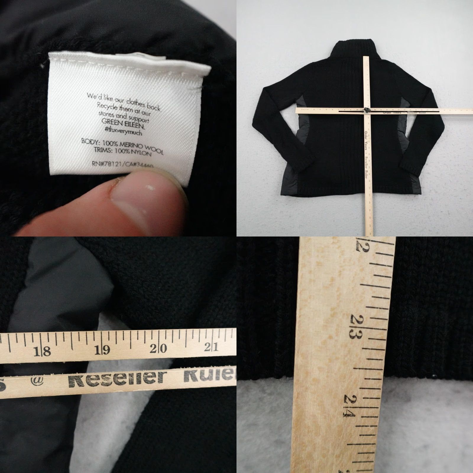 Eileen Fisher Eileen Fisher Jacket Womens Small Black Merino Wool Knit Quilted Hybrid Sweater Size S / US 4 / IT 40 - 8 Thumbnail