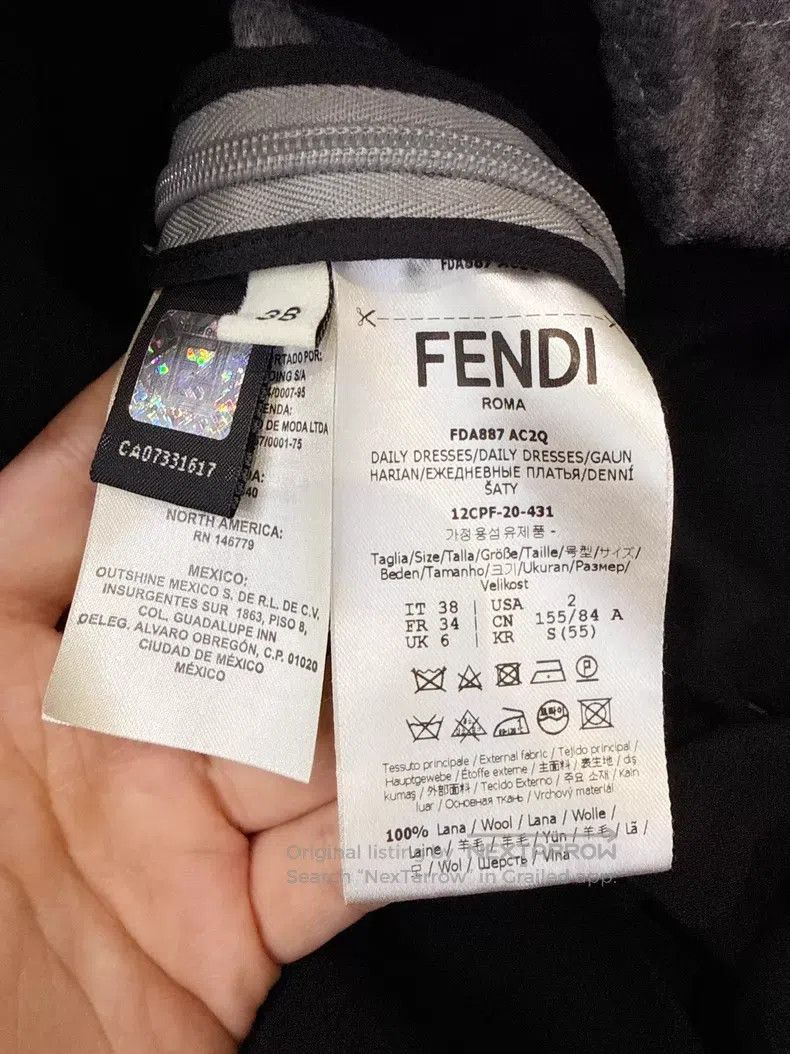 Fendi Fendi Gray wool ruffled long-sleeve dress Size XS / US 0-2 / IT 36-38 - 6 Thumbnail