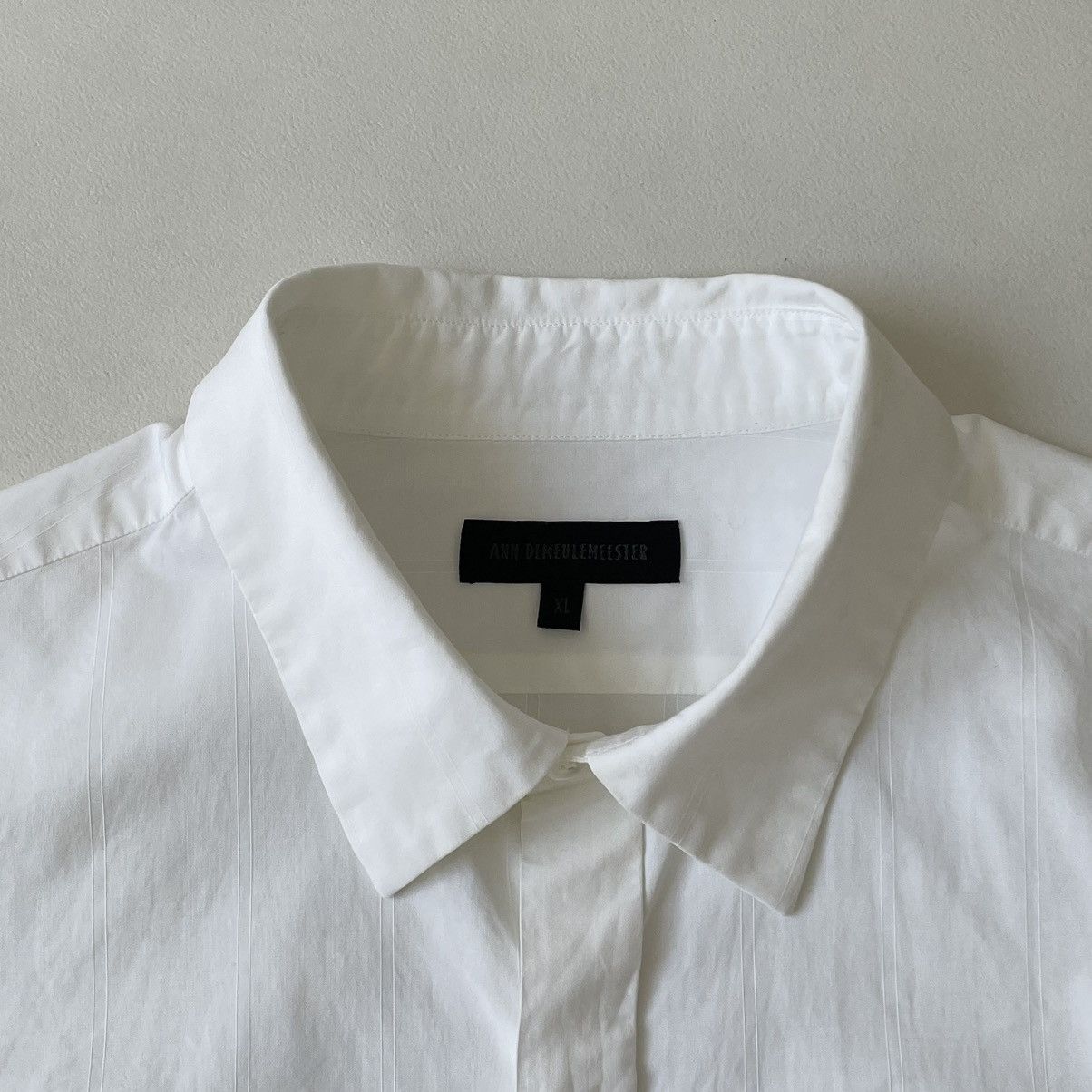 Ann Demeulemeester White Cotton Tonal Striped Shirt Size US M / EU 48-50 / 2 - 4 Thumbnail