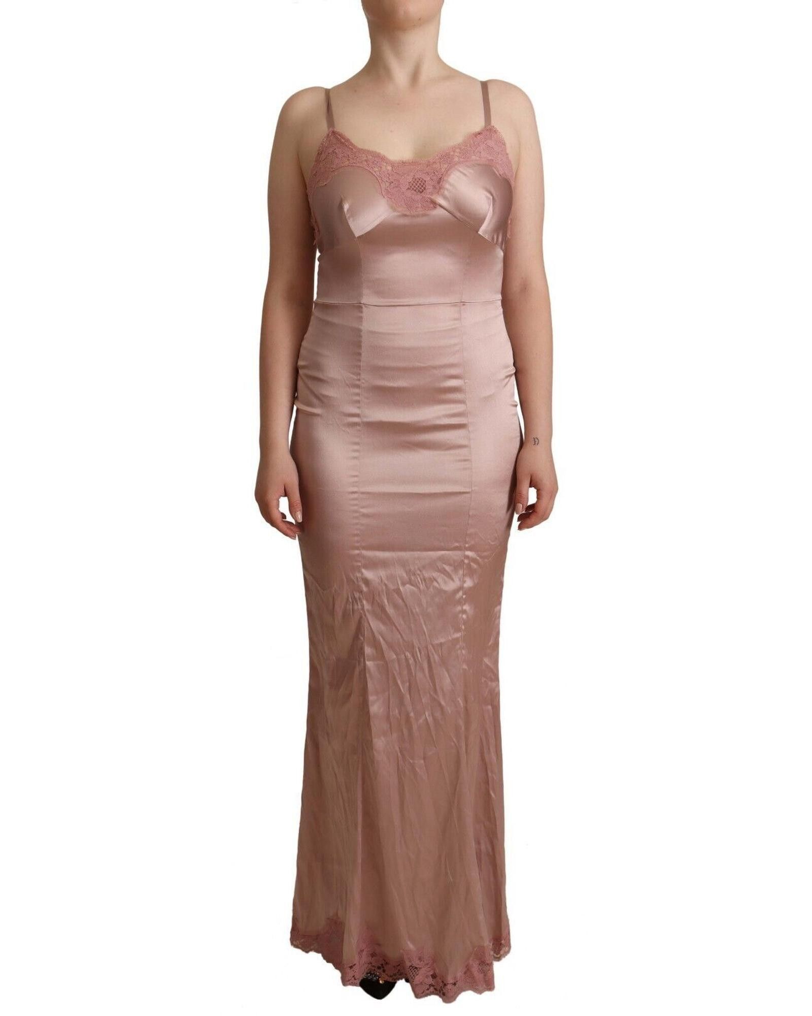 image of Dolce Gabbana Lace Long Bodycon Maxi Dress in Pink, Women's (Size Medium)