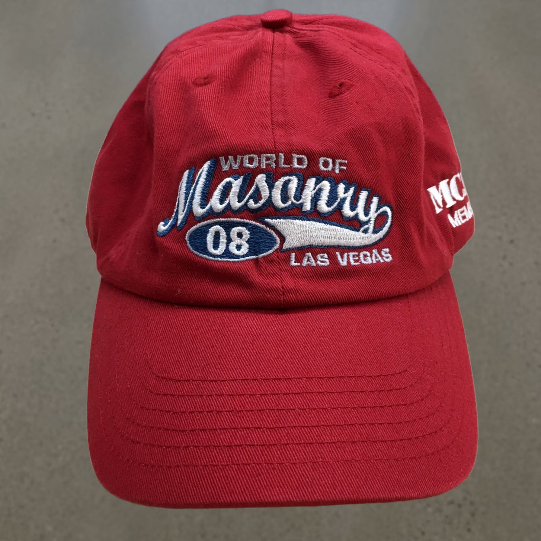 Vintage World of Masonry 08 Baseball Cap Hat Mens One Size Red Adjustable Embroidered Size ONE SIZE - 1 Thumbnail
