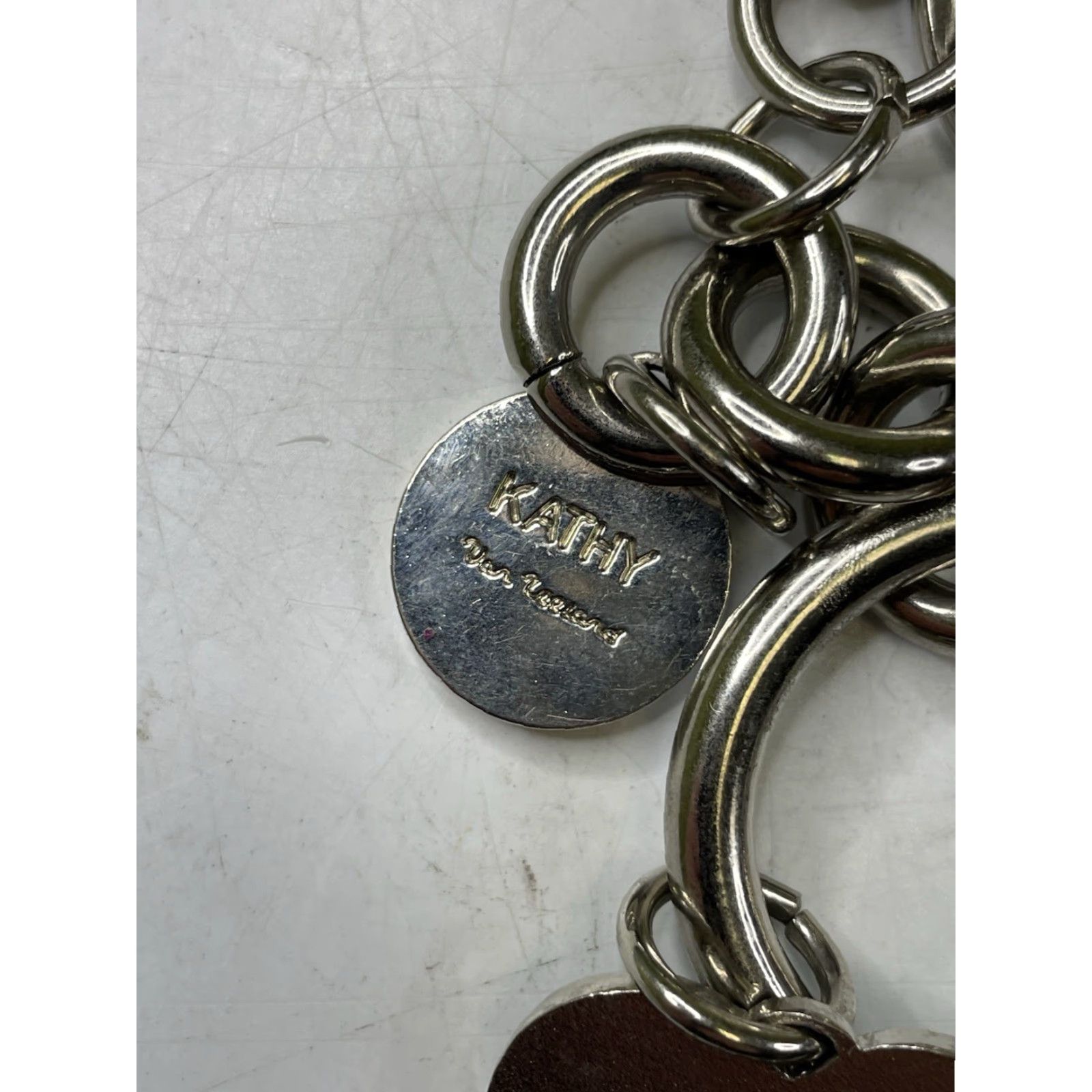 Vintage Kathy Van Zeeland Key Chain Fob Purse Charm Silver Heart Fleur De Lis 2x Y2K Women One Size Metal Heart Charmed Necklace? Size ONE SIZE - 4 Thumbnail