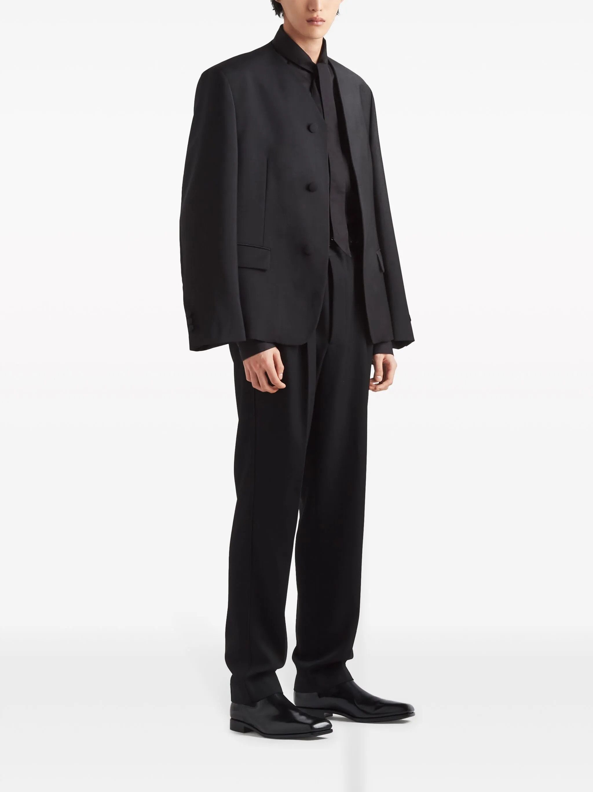 Prada Single-breasted Mohair Wool Collarless Jacket Size 50R - 2 Thumbnail