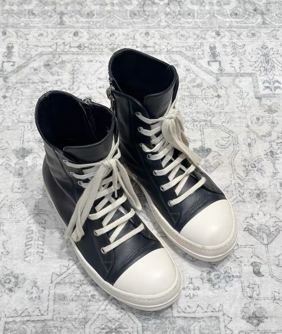 Rick Owens Rick Owens Classic Black & White Leather High-Top Size US 7 / EU 40 - 1 Thumbnail
