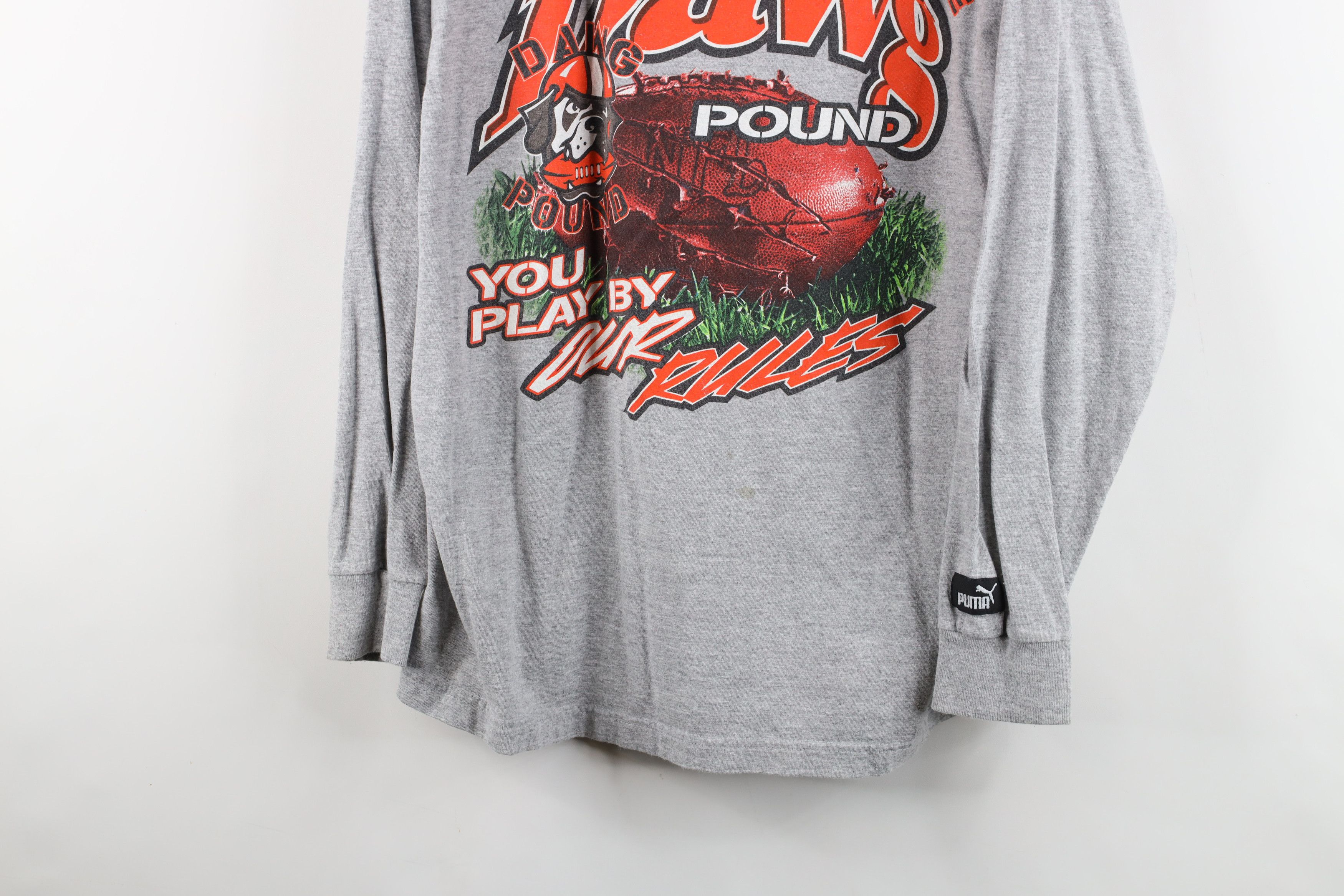Puma × Vintage Vintage 90s Puma Browns Football Long Sleeve T-Shirt Gray Size US L / EU 52-54 / 3 - 3 Thumbnail