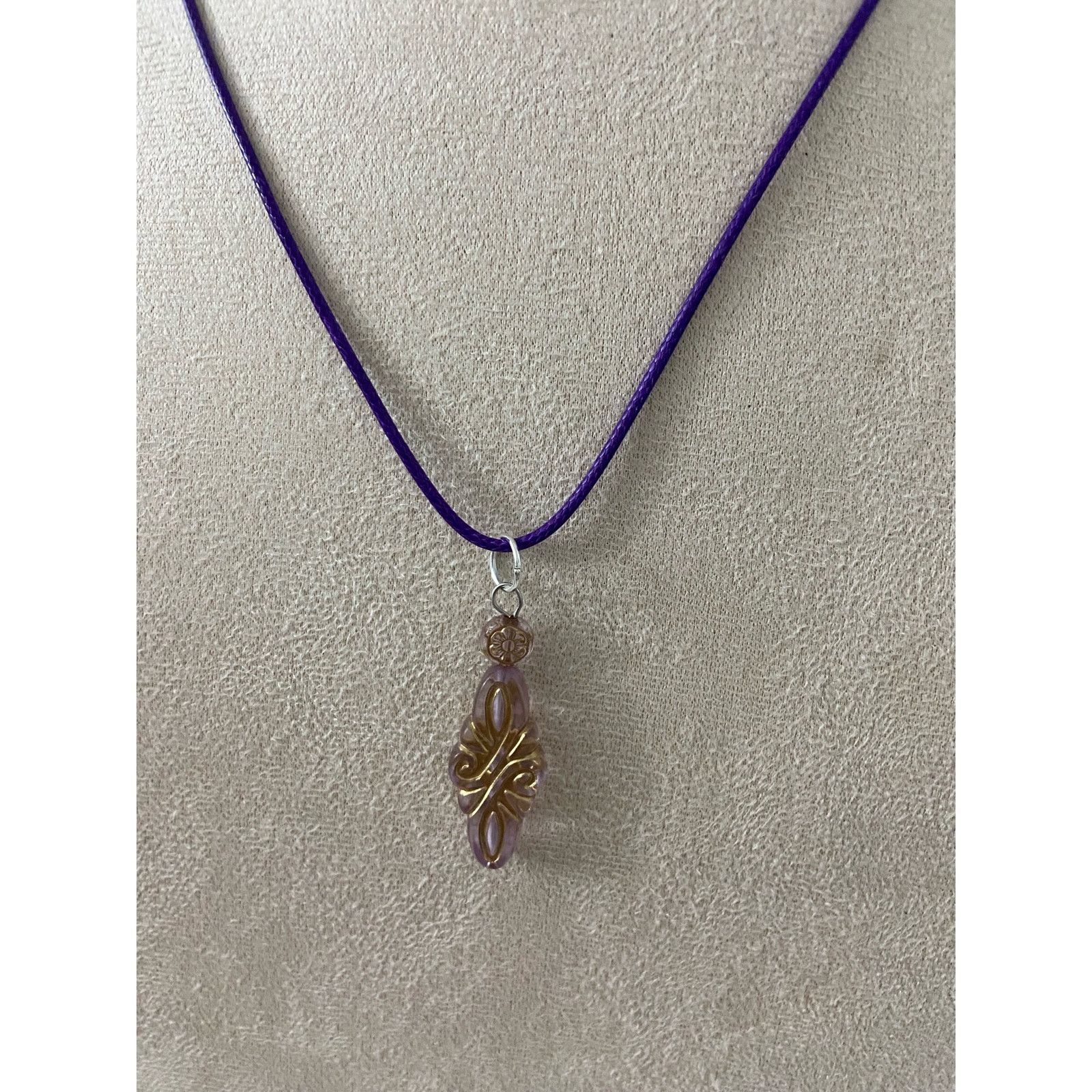 Handmade Light purple tribal pendant necklace Size ONE SIZE - 3 Thumbnail