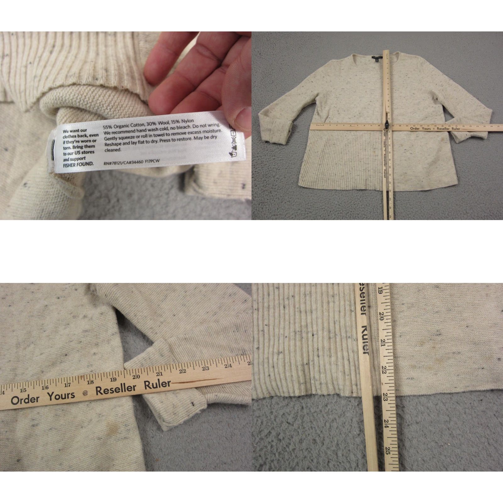 Eileen Fisher Eileen Fisher Sweater Womens Petite PM M Beige Crew Neck Long Sleeve Open-Knit Pullover Casual Knit Wool Cotton Nylon Holiday 80s 90s Classic Womens Size M / US 6-8 / IT 42-44 - 8 Thumbnail