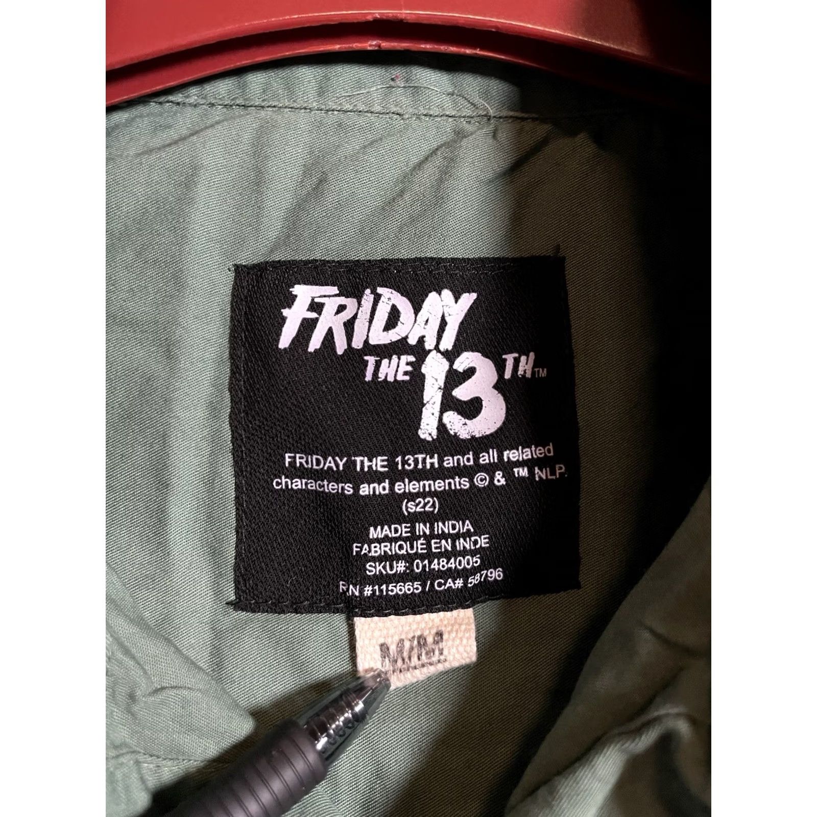 Vintage Friday the 13th Camp Crystal Lake J Voorhees Men's Medium Green Long Sleeve Shirt Size US M / EU 48-50 / 2 - 4 Thumbnail