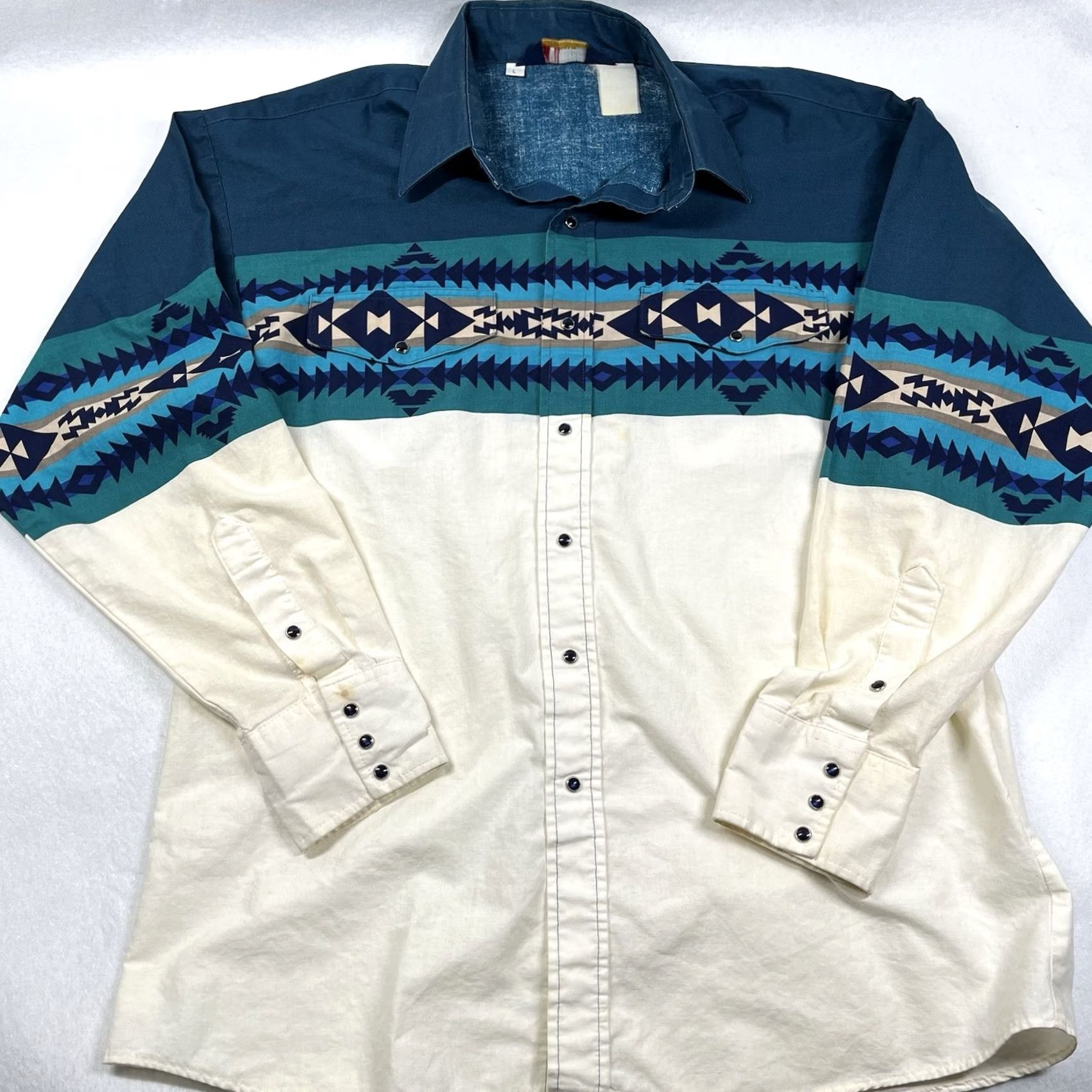 Vintage Panhandle Slim Western Shirt Aztec Black Pearl Snap Large Men Shirt Size US L / EU 52-54 / 3 - 2 Thumbnail