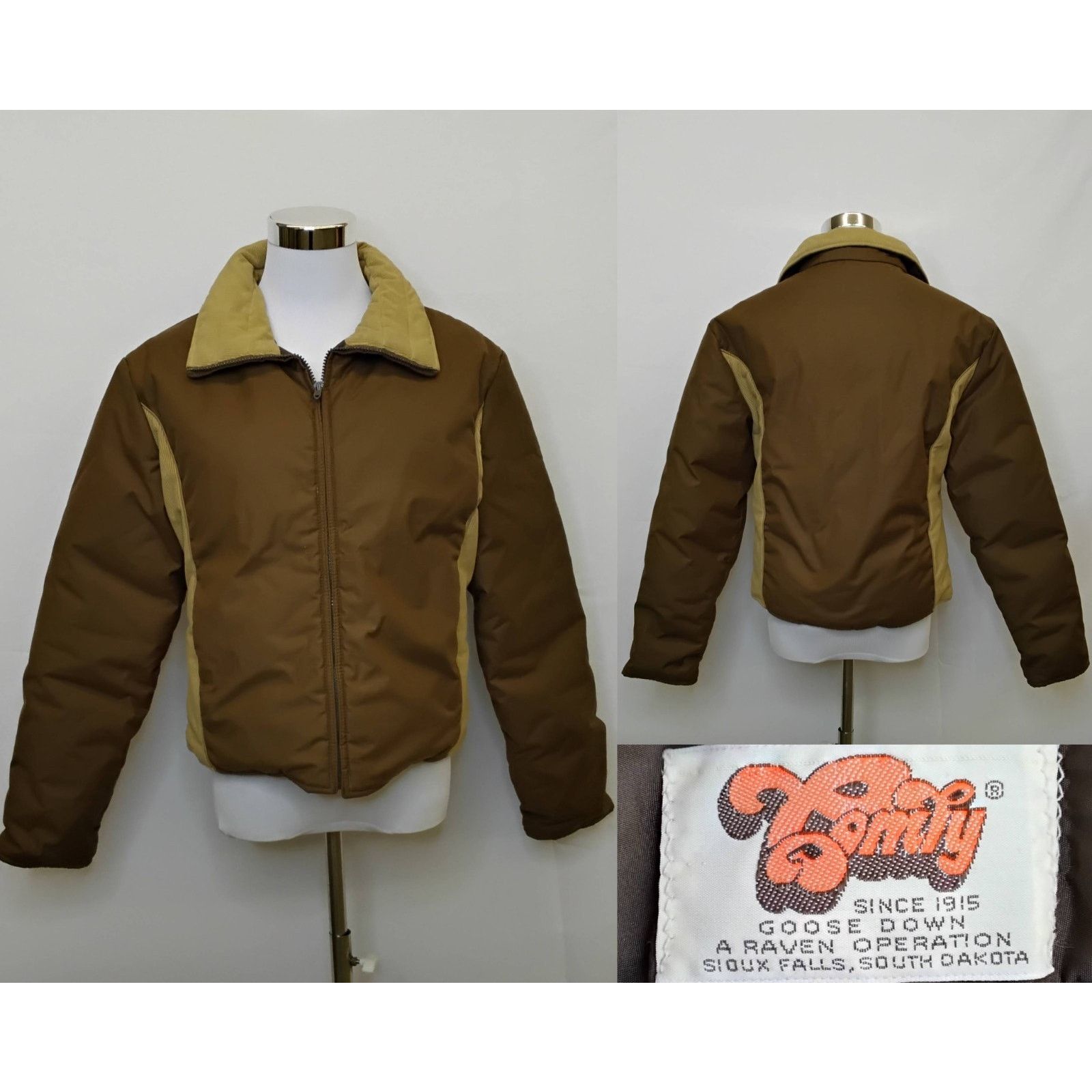 Other Comfy Down Jacket Women's S Brown Corduroy Accent 1970s USA Size S / US 4 / IT 40 - 1 Thumbnail