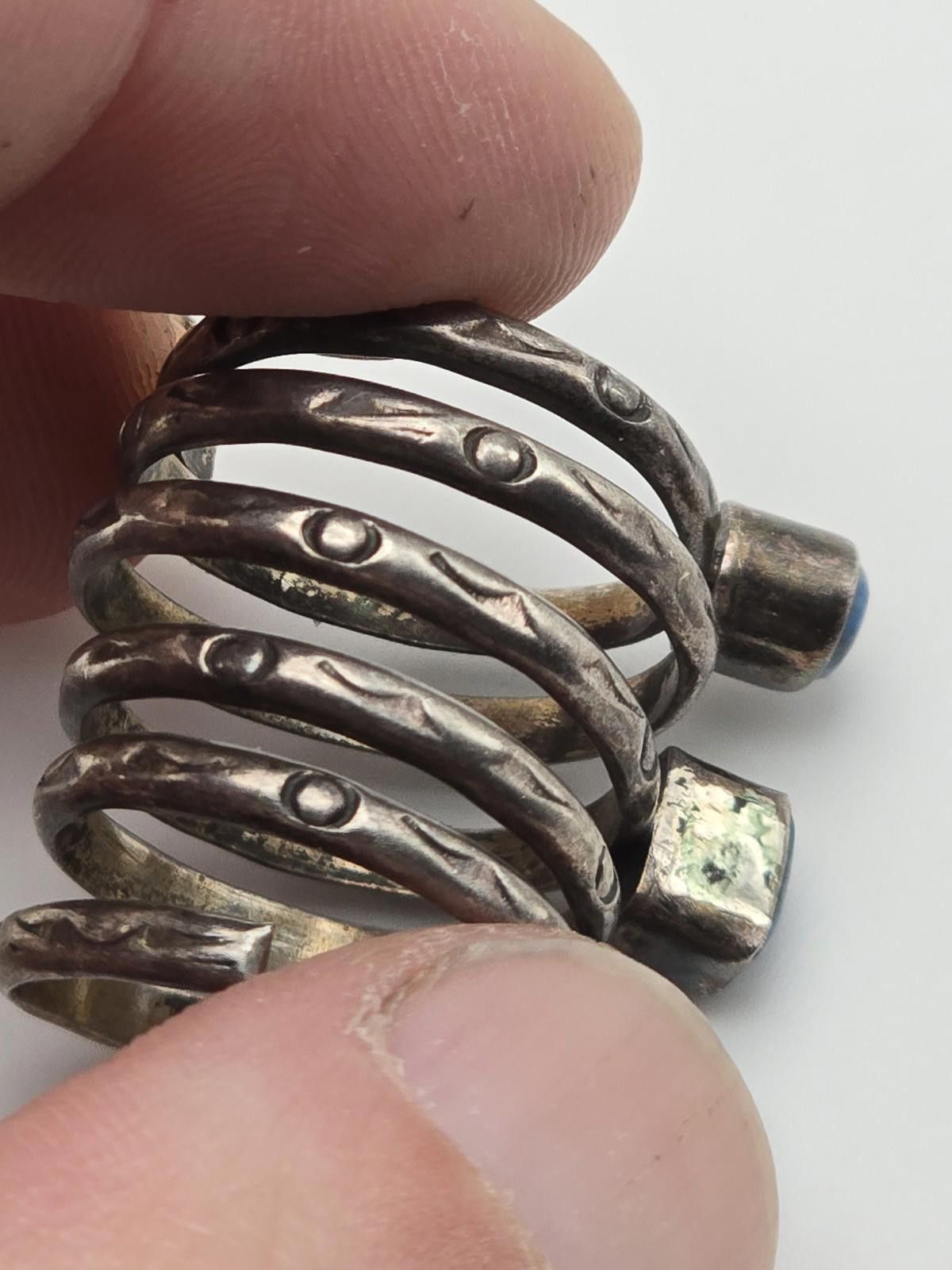 Other Native American Sterling Silver Spiral Ring Turquoise Sz 6 Size ONE SIZE - 3 Thumbnail