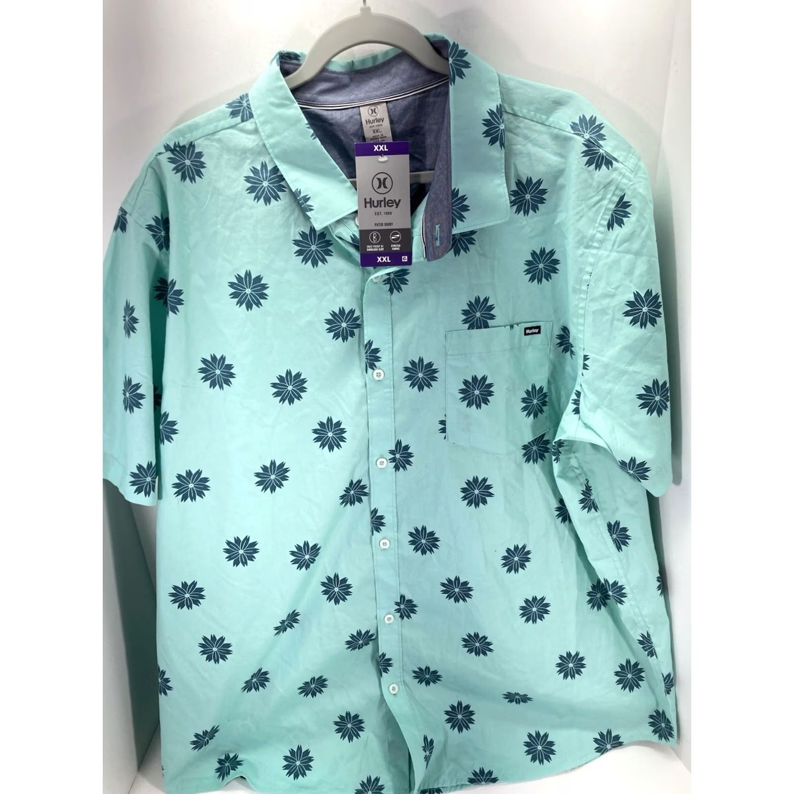 Hurley Hurley Patio Cabana Shirt Men 2XL Green Floral Button Short Sleeve Casual NWT Size US XXL / EU 58 / 5 - 2 Thumbnail