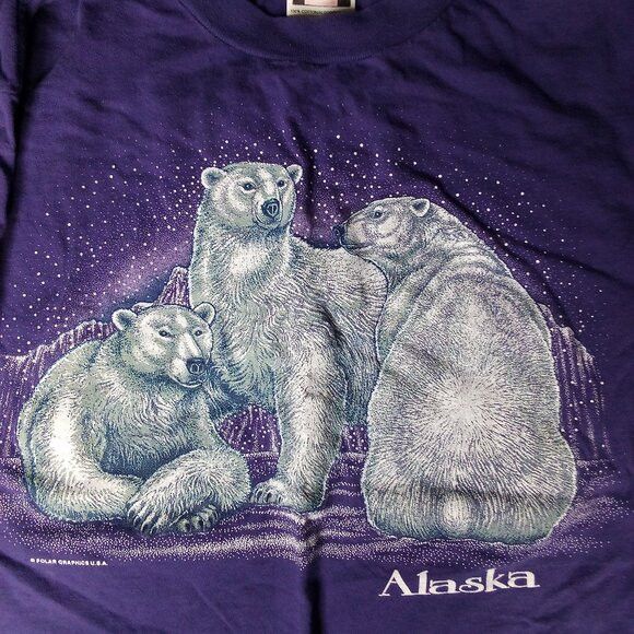 Vintage Vintage Alaska Polar Bears Graphic T-Shirt Size US L / EU 52-54 / 3 - 1 Thumbnail