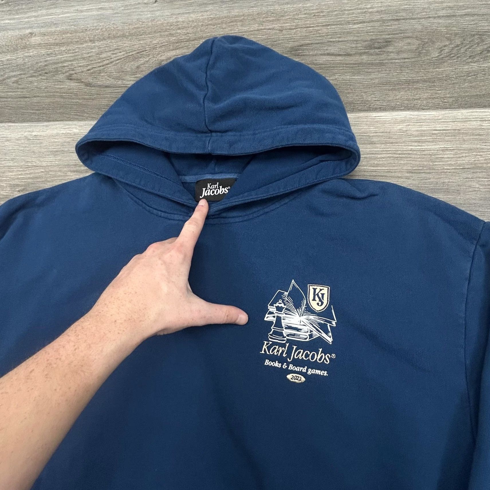 Vintage Karl Jacobs Hoodie Mens Medium Official Staff Pullover Books & Board Games 2021 Blue Graphic Print Logo Size US M / EU 48-50 / 2 - 4 Thumbnail