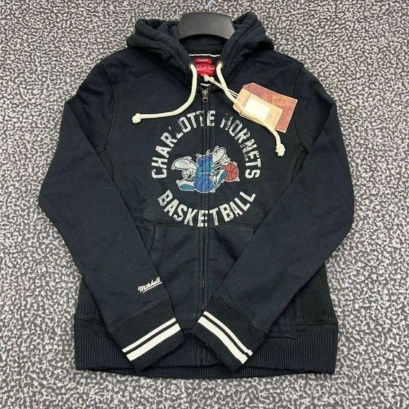 Mitchell & Ness Charlotte Hornets Hoodie Women Full Zip Long Sleeve New S Size S / US 4 / IT 40 - 1 Thumbnail