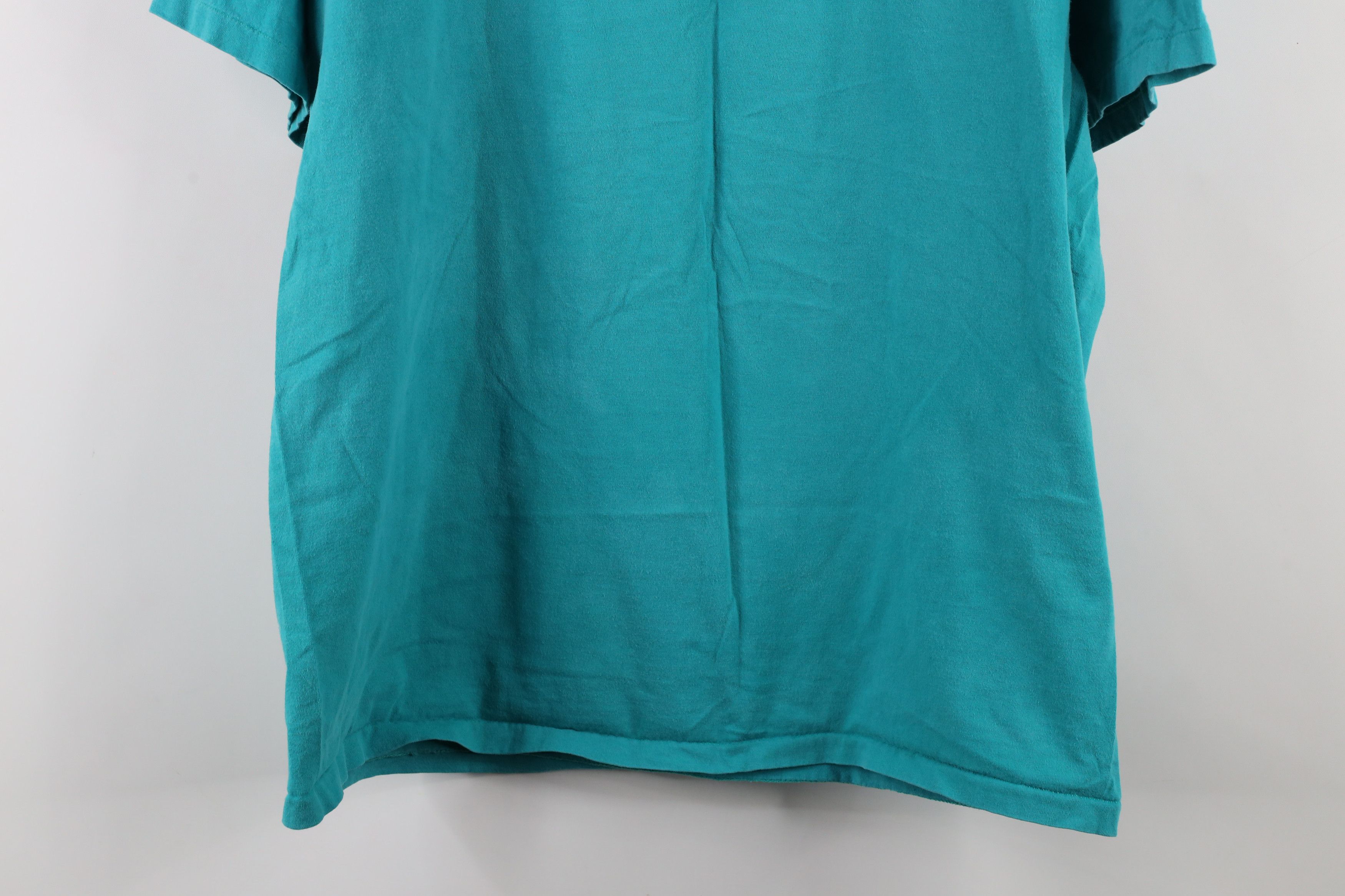 Vintage Vintage 90s Streetwear Distressed Blank Cotton T-Shirt Teal Size US XL / EU 56 / 4 - 9 Thumbnail