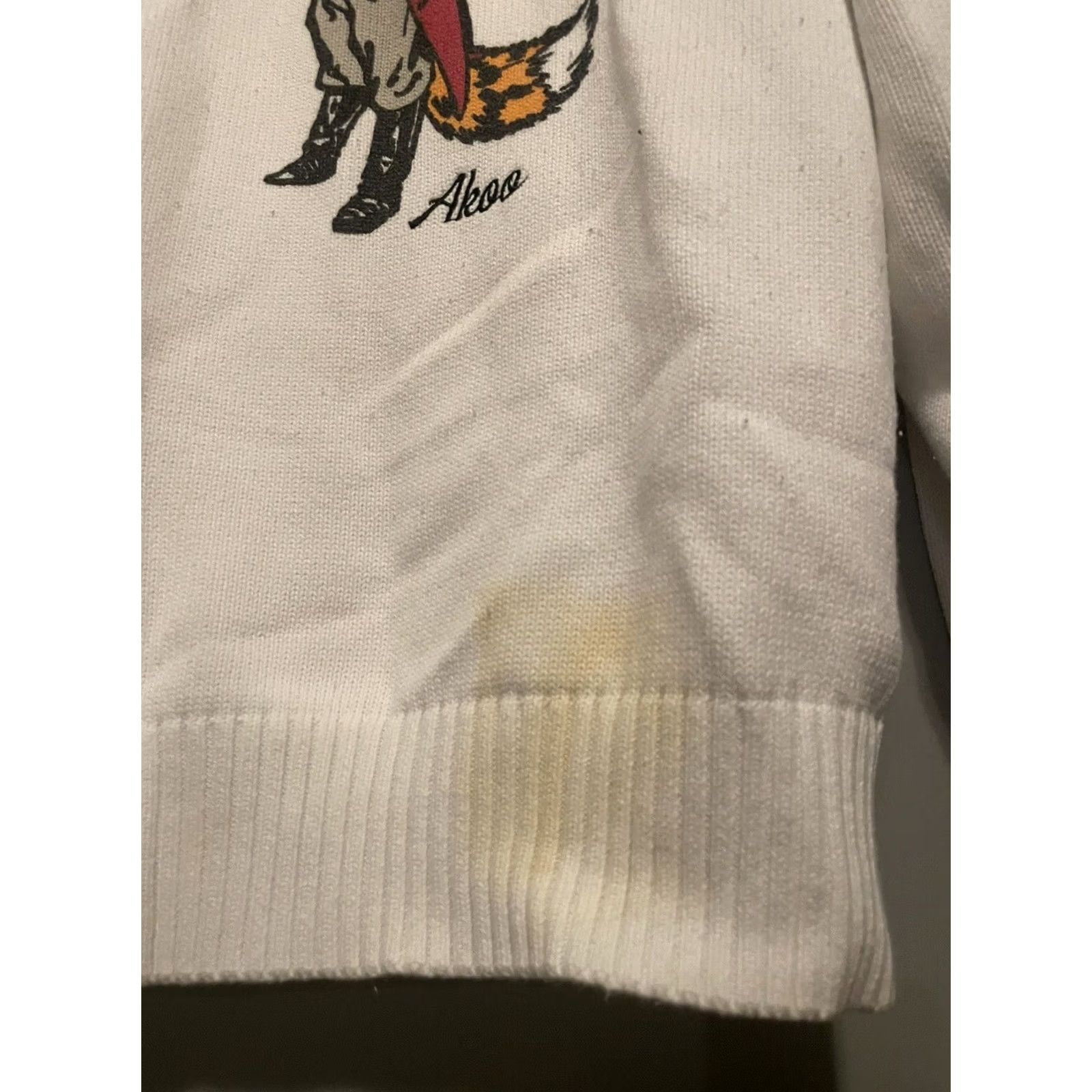 Vintage VINTAGE Akoo White Fancy Fox Screen Print Sweater (A112) 4XL Unisex Adults Dolman Sleeve Crew Neck Pullover Graphic Print 80s Animals Sweatshirt Size XXL / US 16-18 / IT 52-54 - 5 Thumbnail