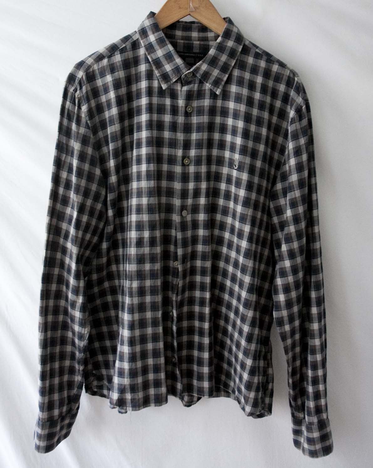 John Varvatos John Varvatos Shirt Flannel Size L Plaid Gray/ Brown Size US L / EU 52-54 / 3 - 1 Thumbnail