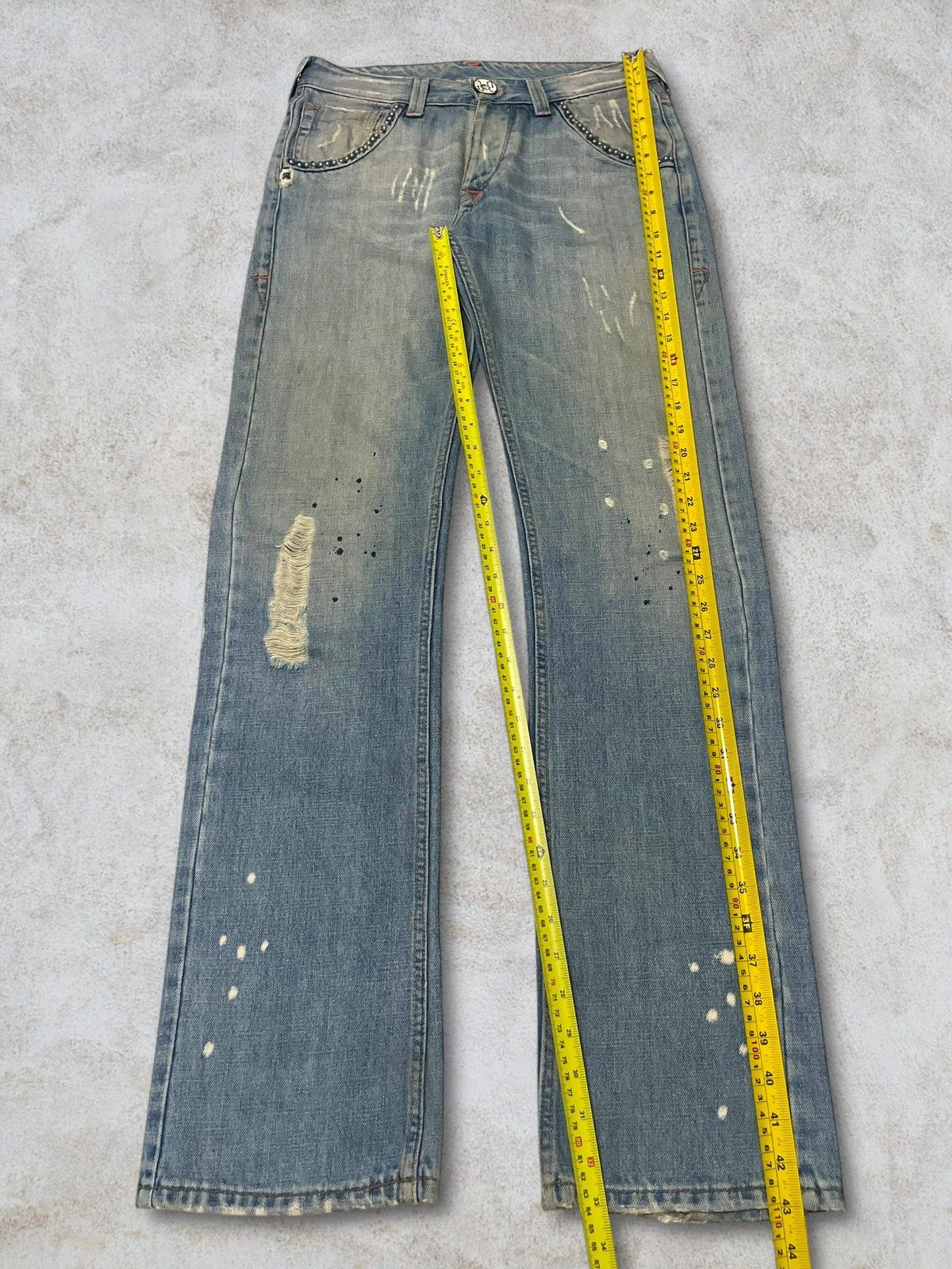 Japanese Brand Vintage Italian CJ Distressed Splatter Piercing Beads Jeans Size US 30 / EU 46 - 21 Thumbnail