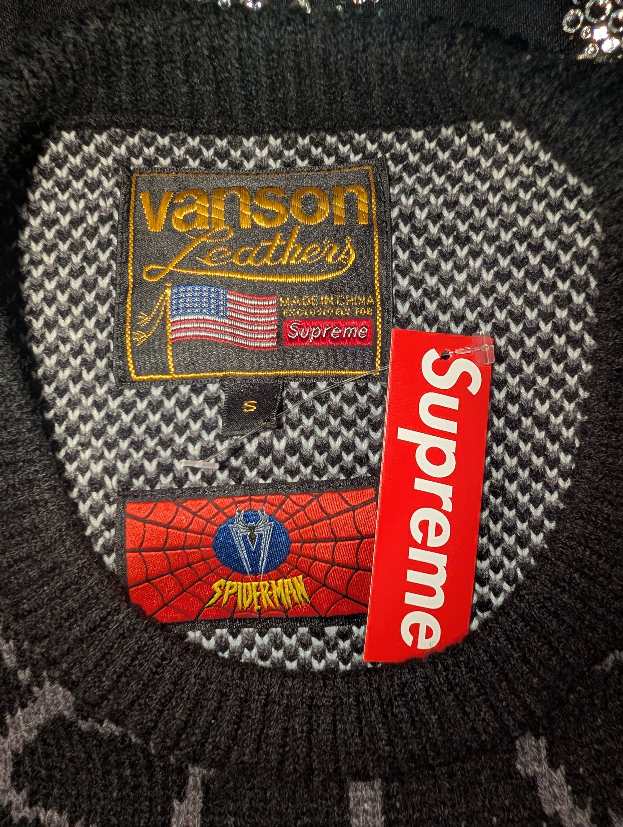 Supreme × Vanson Leathers Supreme Vanson Leathers Spider-Man Knit Sweater Black Size US S / EU 44-46 / 1 - 3 Thumbnail