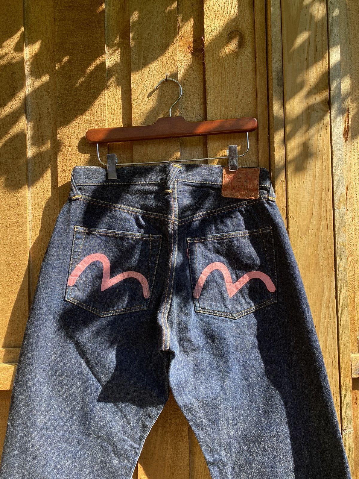 image of Evisu Jeans Dark Wash Denim Pink Seagull Selvedge, Men's (Size 30)