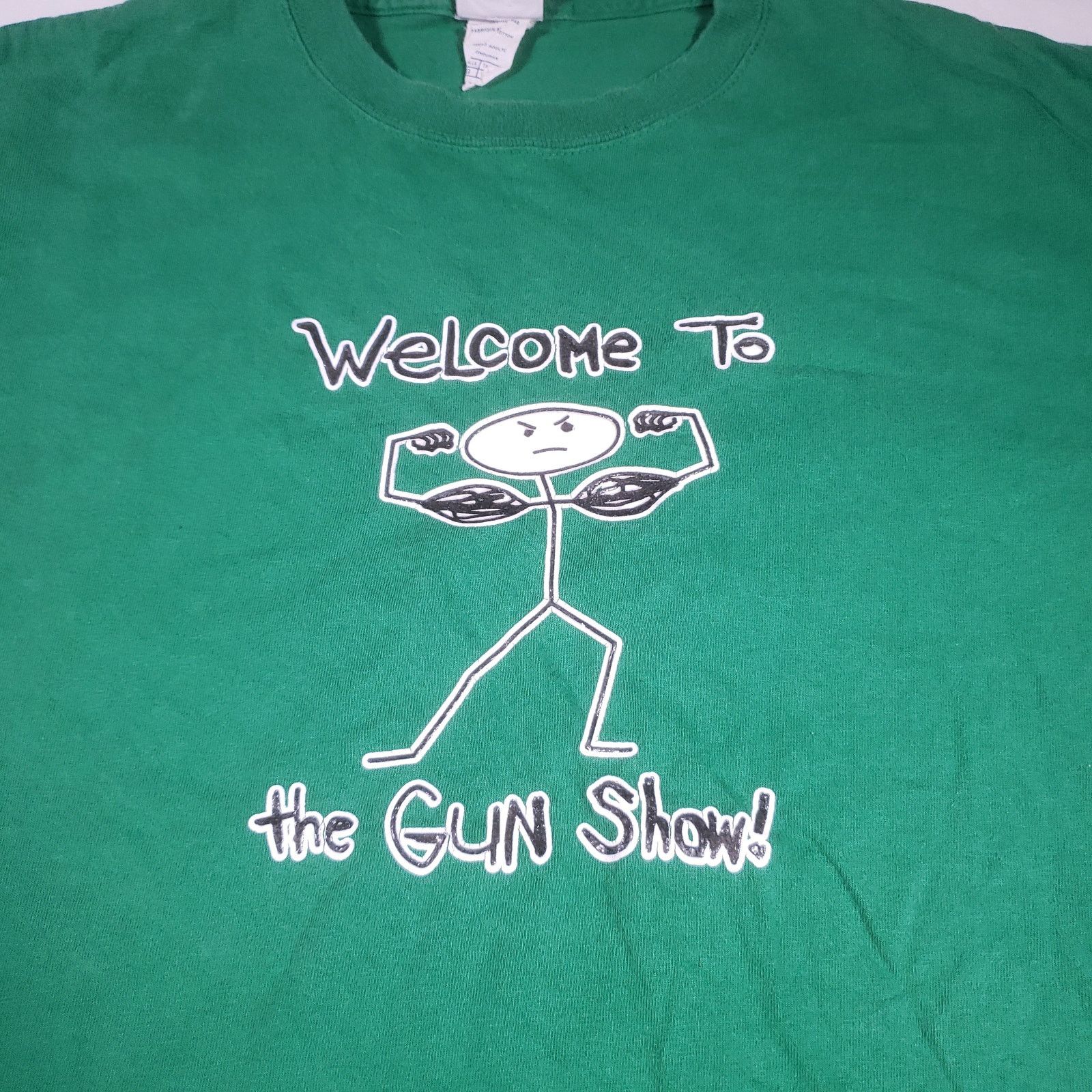 Vintage Rare 2000s Funny Stick Figure Welcome To The Gun Show TShirt Size US L / EU 52-54 / 3 - 3 Thumbnail