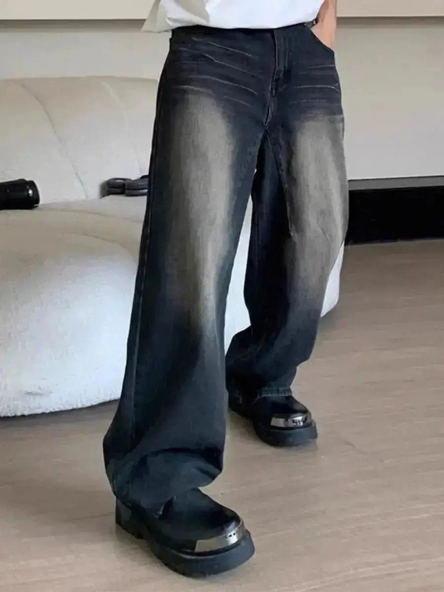 Japanese Brand baggy casual washed ripple wide-leg denim trousers Size US 30 / EU 46 - 3 Thumbnail