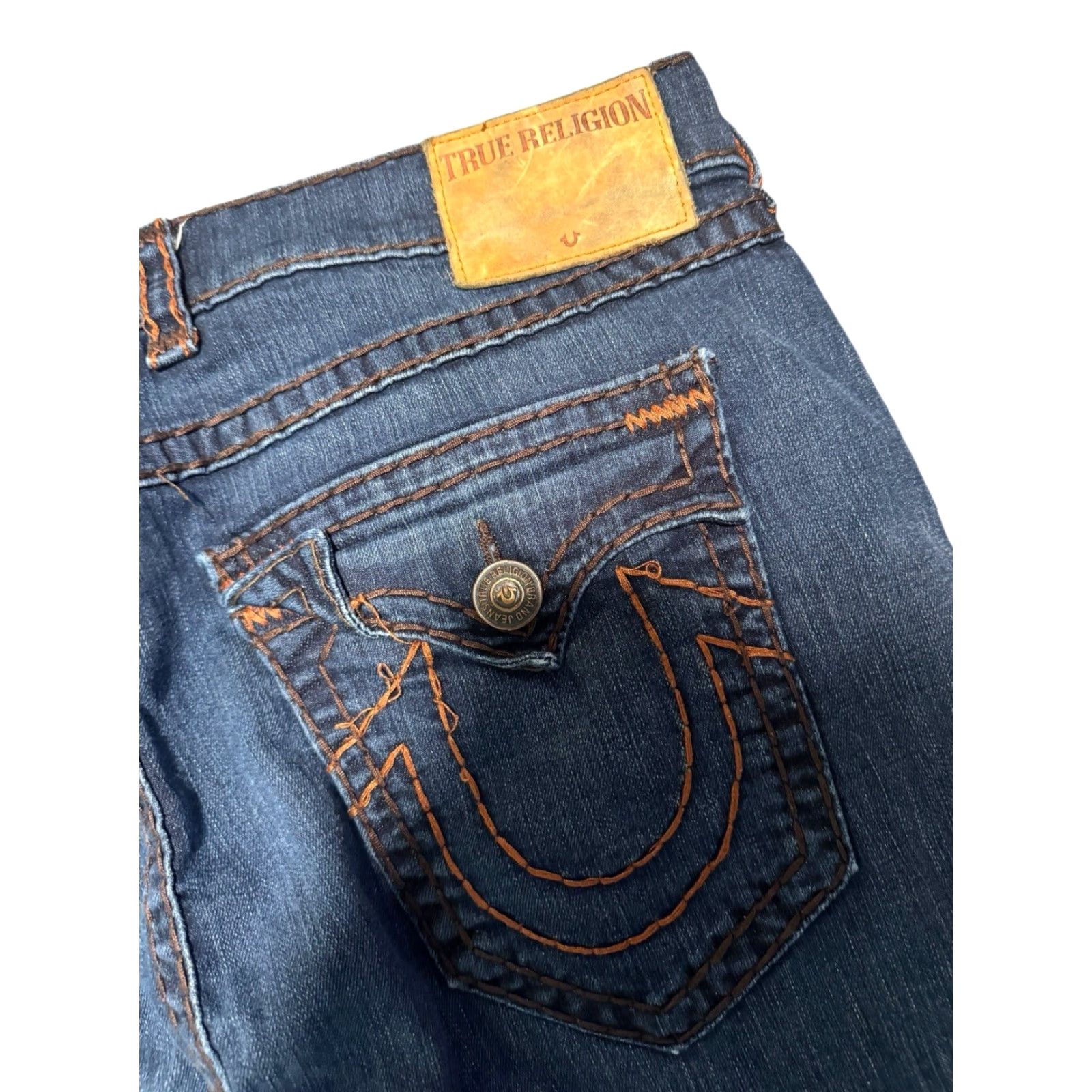 True Religion VINTAGE True Religion Ricky Jeans Mens 44x32 Blue Straight Baggy Thick Stitch Distressed 5-Pocket Zipper Pocket USA Slim? Size US 44 / EU 60 - 7 Thumbnail
