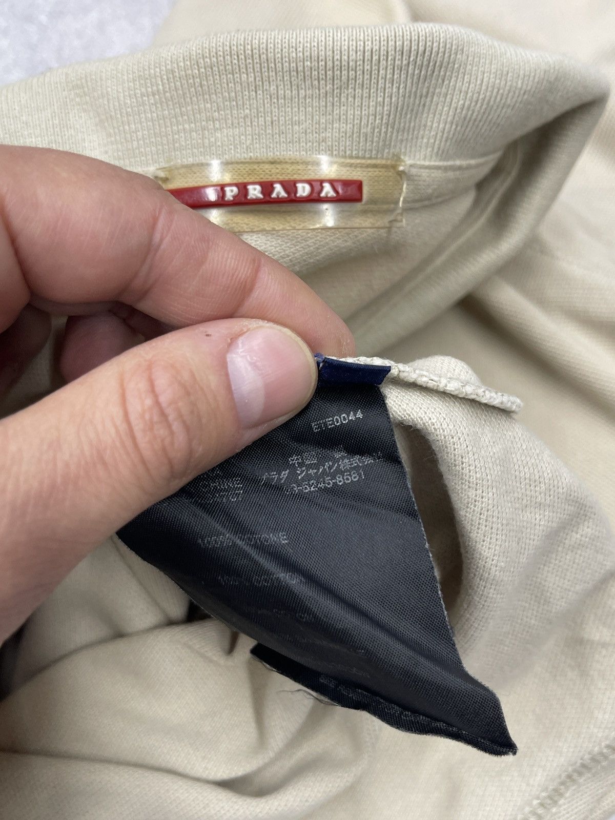 Prada Vintage Prada Red Tab Polo Shirt Beige Italy Size L Size US L / EU 52-54 / 3 - 8 Thumbnail