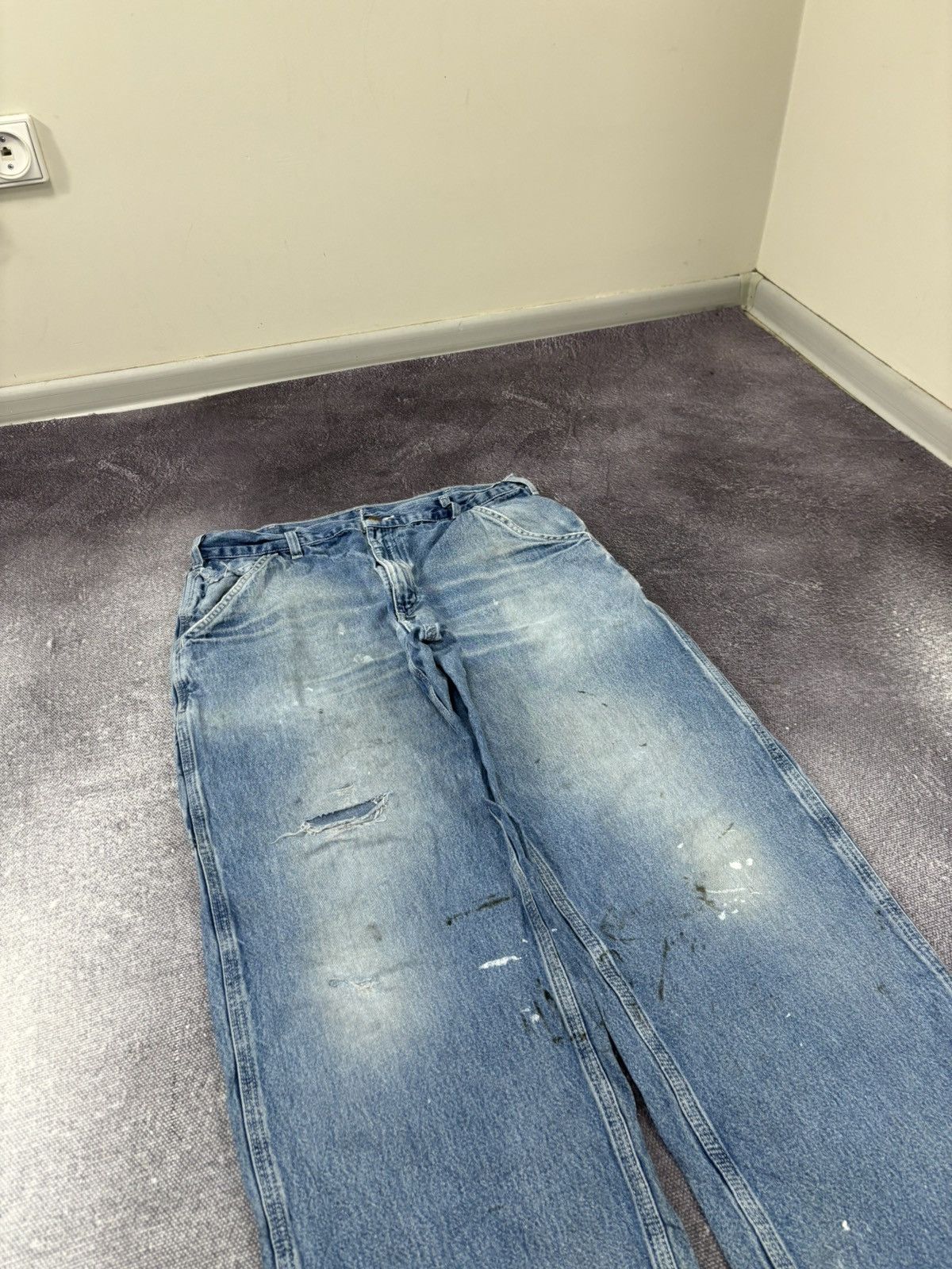 Carhartt Vintage Carhartt Dungaree Fit Faded Blue Denim Baggy Jeans Size US 35 - 12 Thumbnail