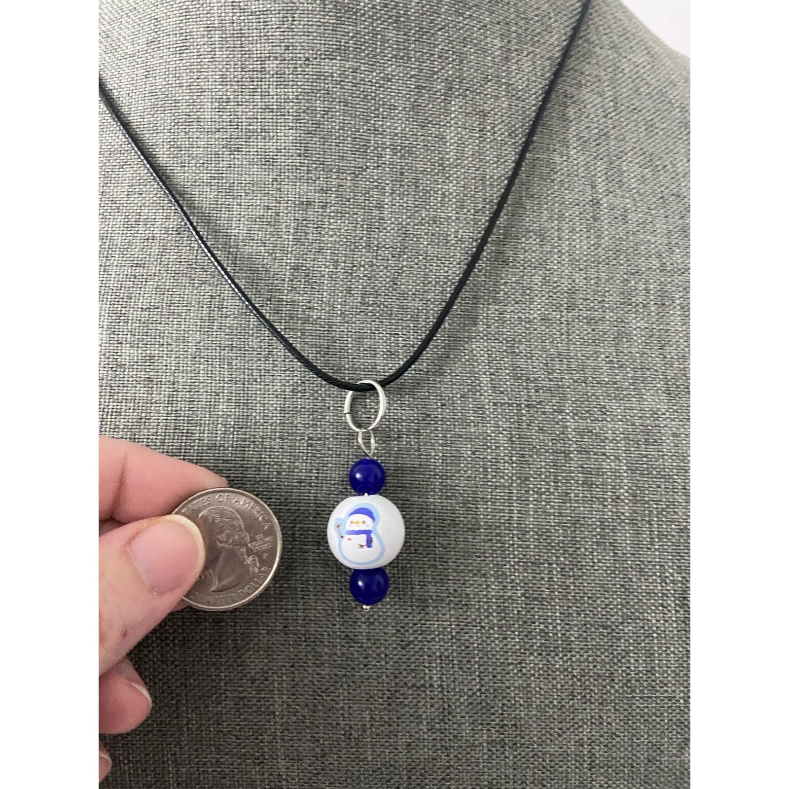 Handmade snowman pendant necklace Size ONE SIZE - 2 Thumbnail