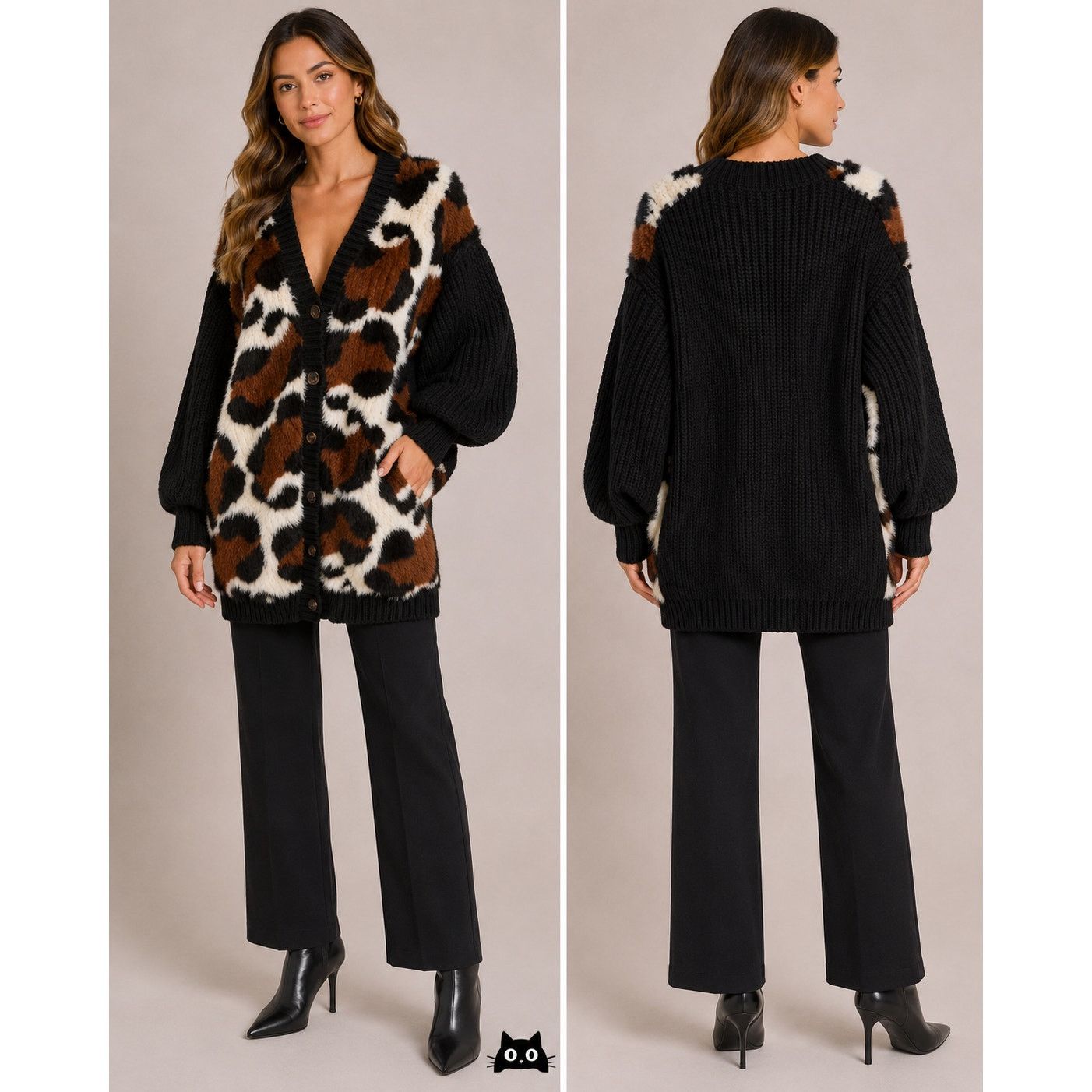 Fendi Fendi Black Balloon-Sleeve Cashmere Mink Fur Animal Sweater Size M / US 6-8 / IT 42-44 - 3 Thumbnail
