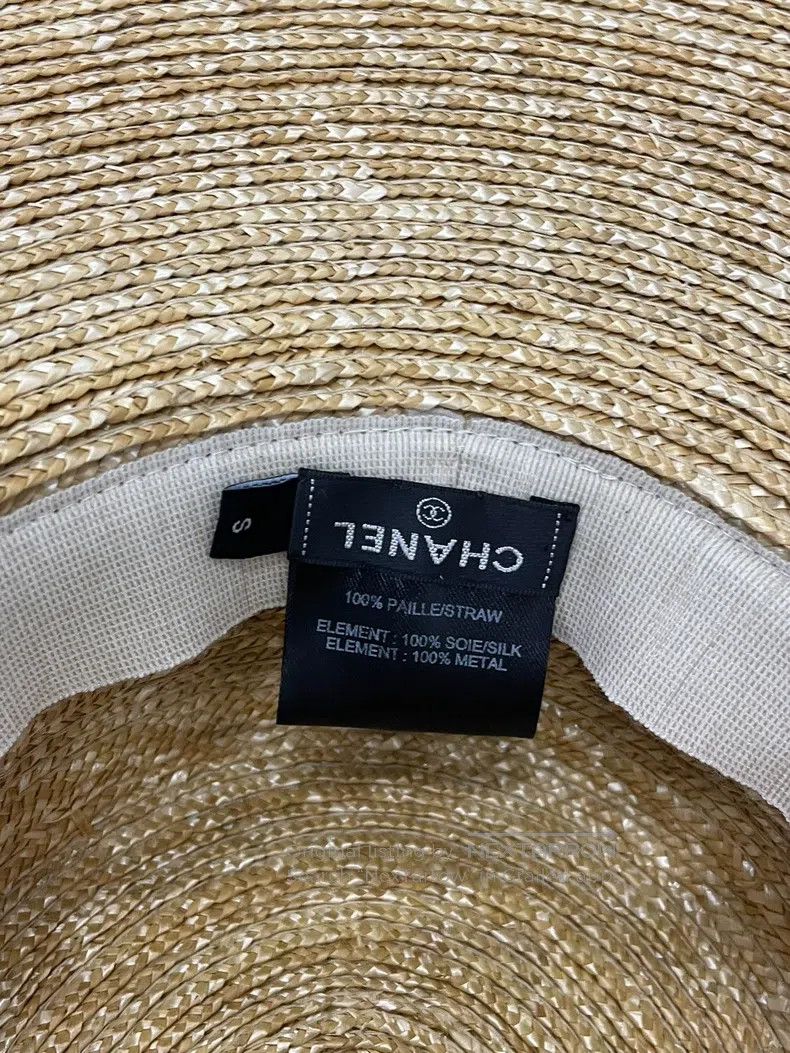 Chanel Chanel Green webbing large wide-brimmed straw hat Size ONE SIZE - 5 Thumbnail