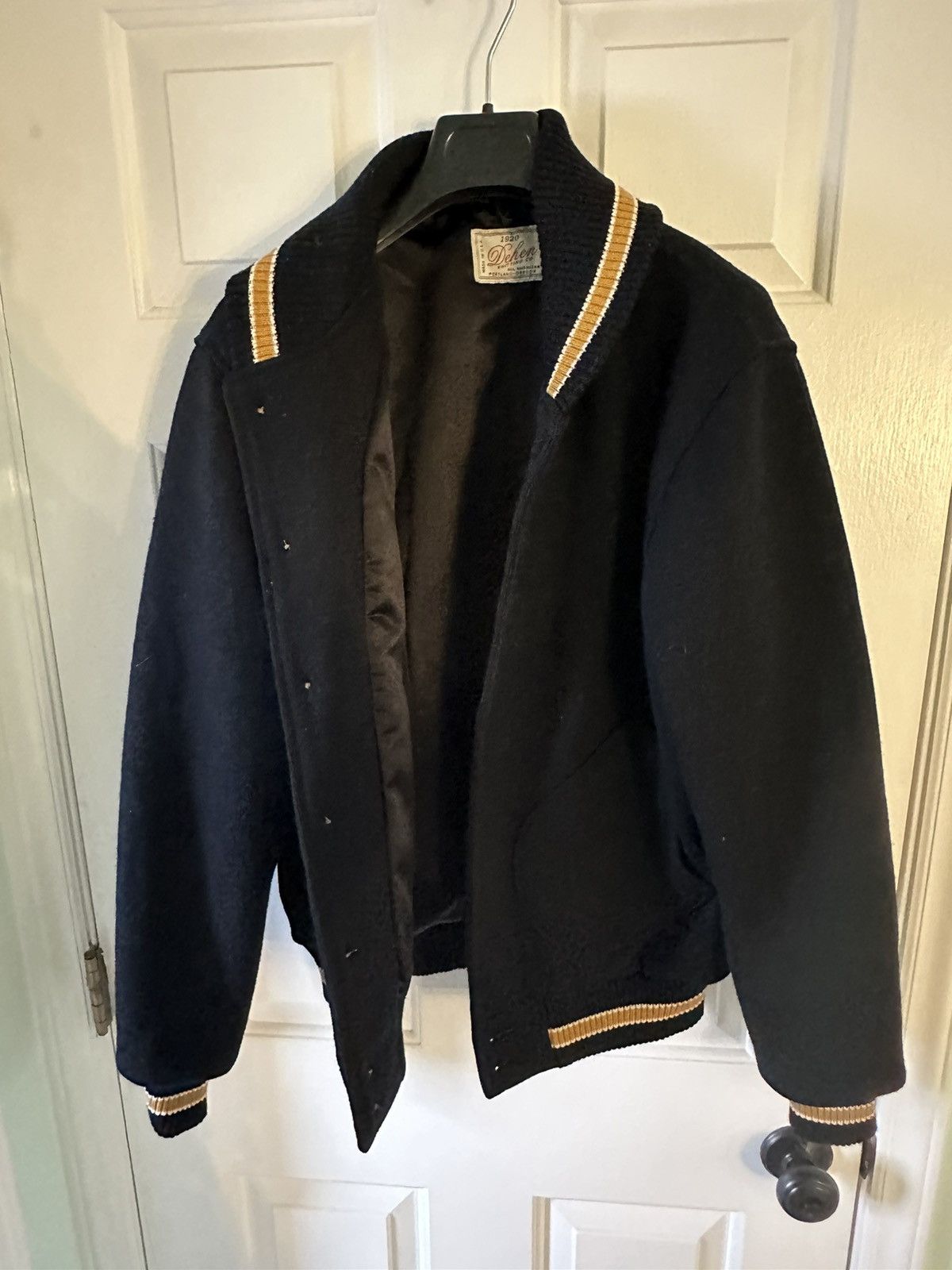 image of Dehen 1920 Heavy Duty Old School Truth Wool Bomber in Navy, Men's (Size Medium)