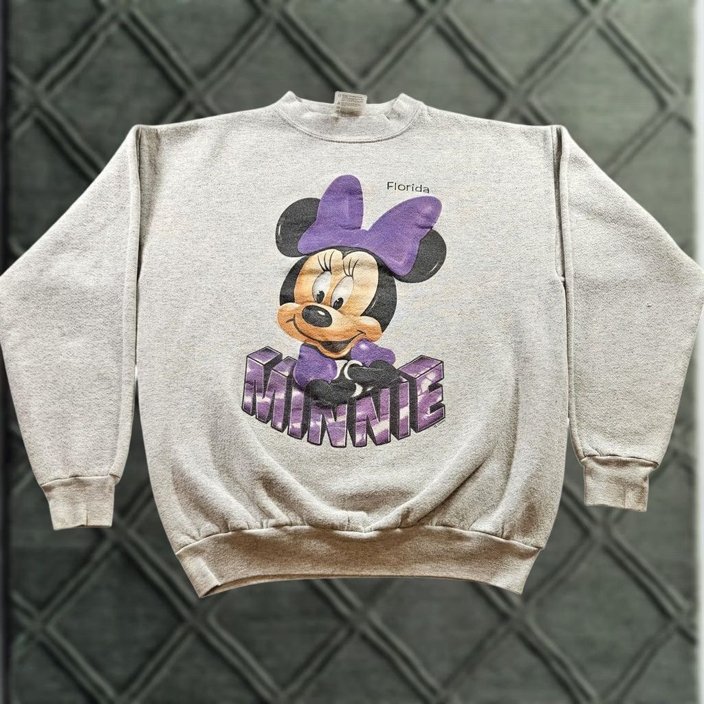 Disney VINTAGE Minnie Mouse Sweatshirt Mens M Disney Florida Tultex 90s Pullover Gray Graphic Print Disney Shirt Pullover Mens Size US M / EU 48-50 / 2 - 1 Thumbnail