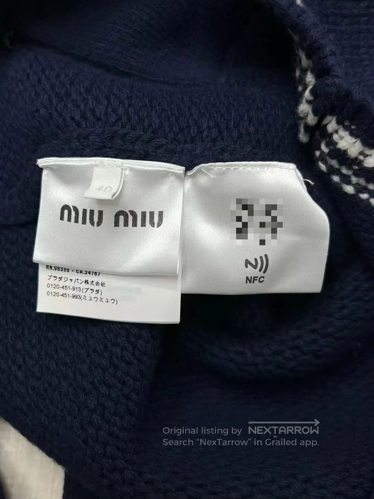 Miu Miu Miu Miu Navy Blue Button-Up Knit Sweater. Size S / US 4 / IT 40 - 4 Thumbnail