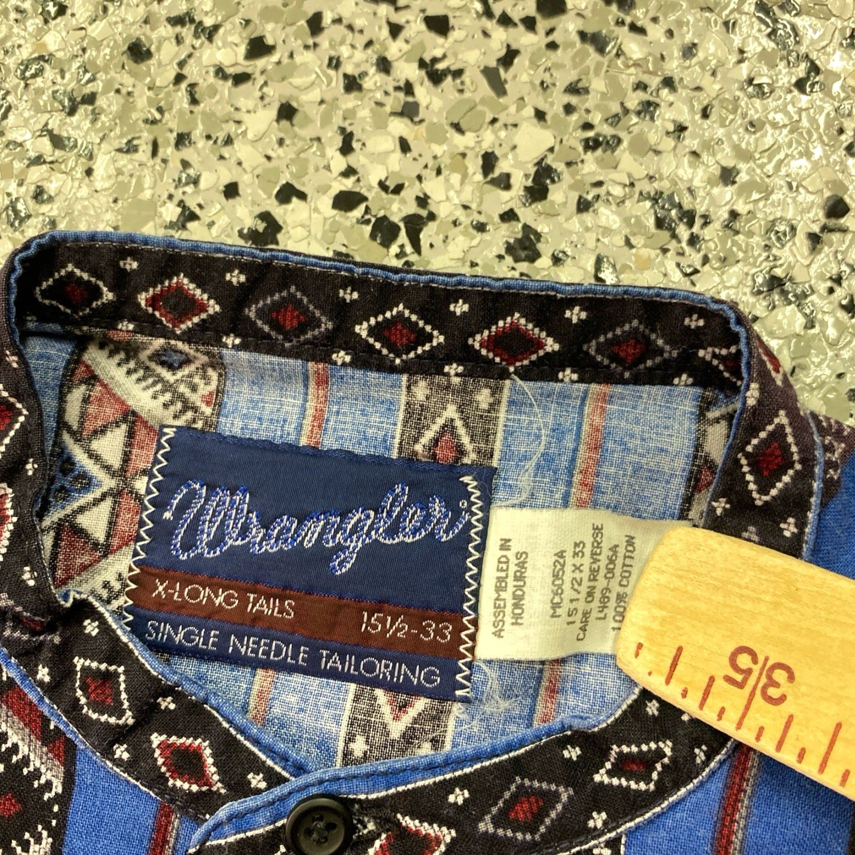 Wrangler VINTAGE Wrangler Button-Down Cowboy Band Collar Western Shirt Sz 15.5 33 Small Size US S / EU 44-46 / 1 - 2 Thumbnail