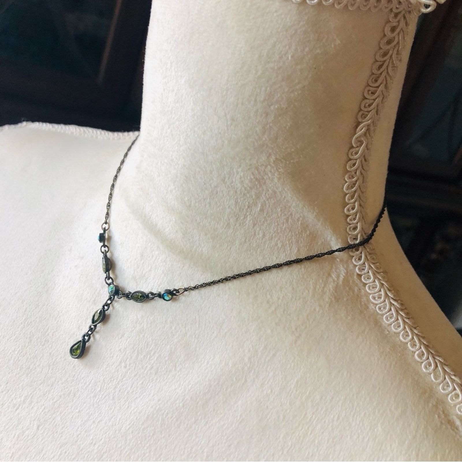 Vintage Vintage 1928 green tone aurora borealis crystal necklace Size ONE SIZE - 4 Thumbnail