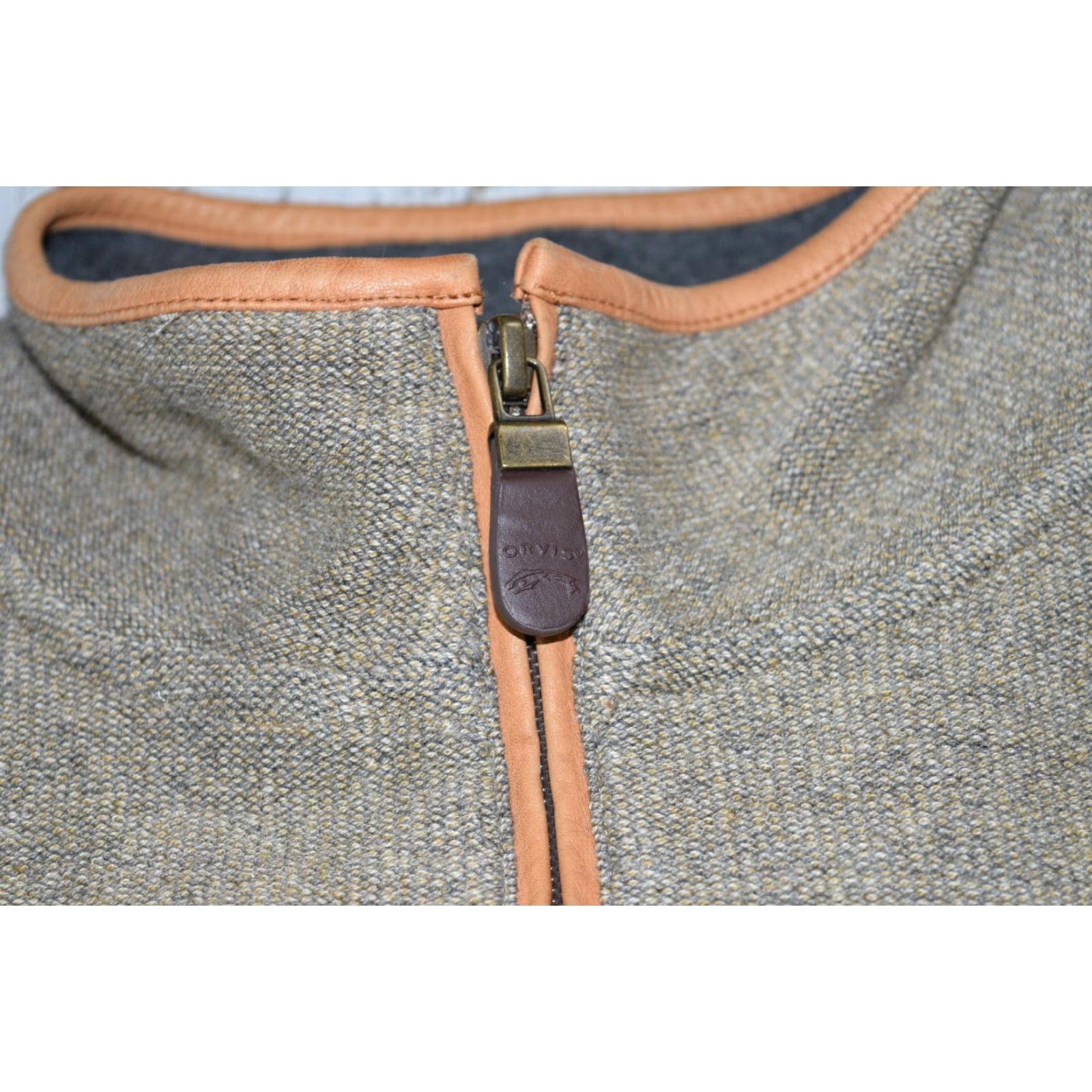 Orvis Orvis Sweater Mens L Olive Tweed Quarter Zip Leather Patch Size US L / EU 52-54 / 3 - 5 Thumbnail