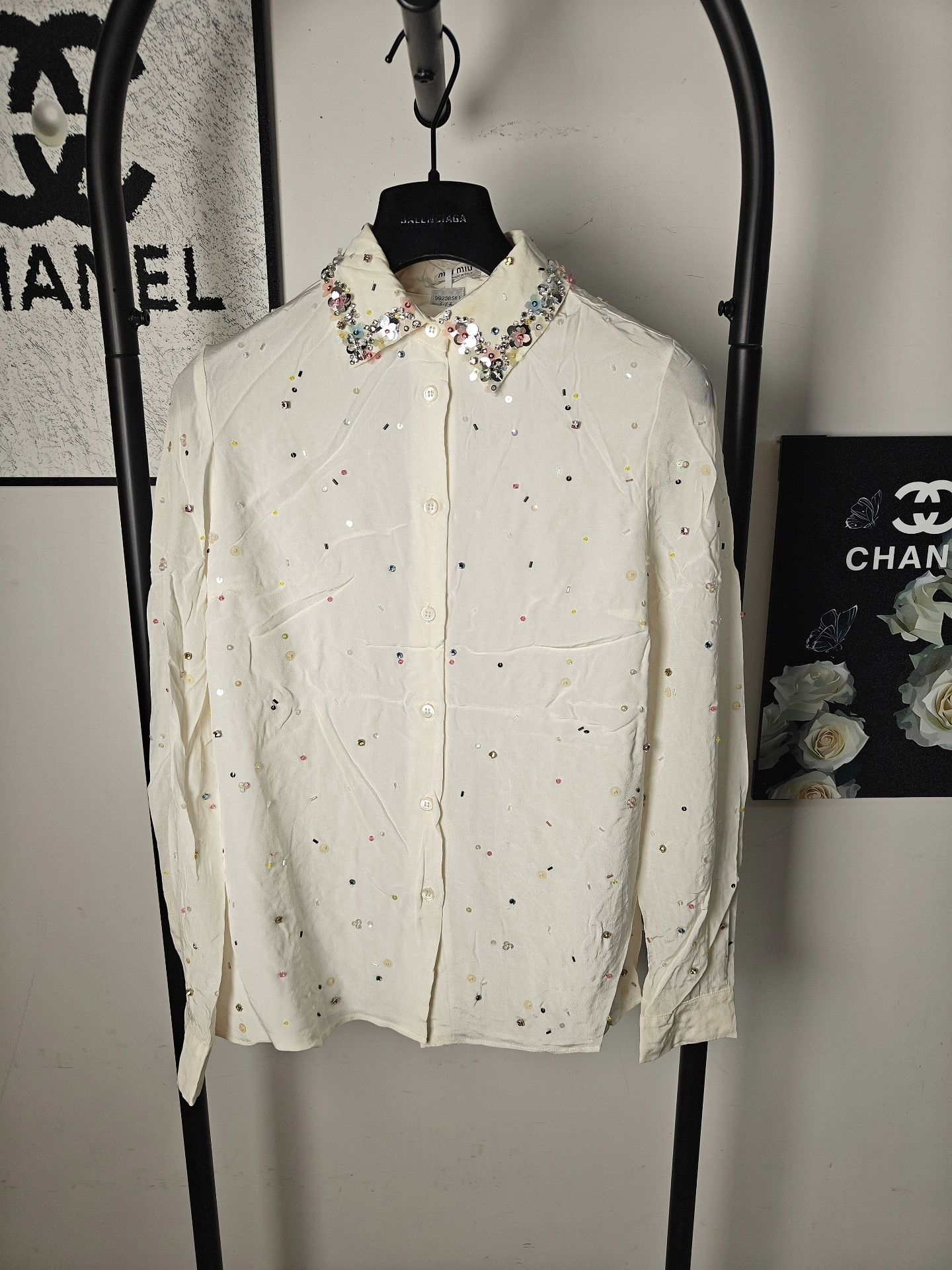 Miu Miu Miu Miu White Button Up L Women Size L / US 10 / IT 46 - 1 Thumbnail