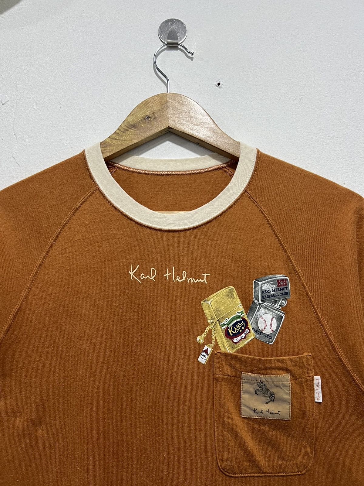 Karl Helmut × Vintage Vintage Karl Helmut Patchwork Pocket Tshirt Size US S / EU 44-46 / 1 - 2 Thumbnail
