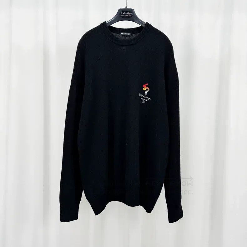 Balenciaga Balenciaga Torch Embroidered Letter Wool Sweater Size US S / EU 44-46 / 1 - 1 Thumbnail