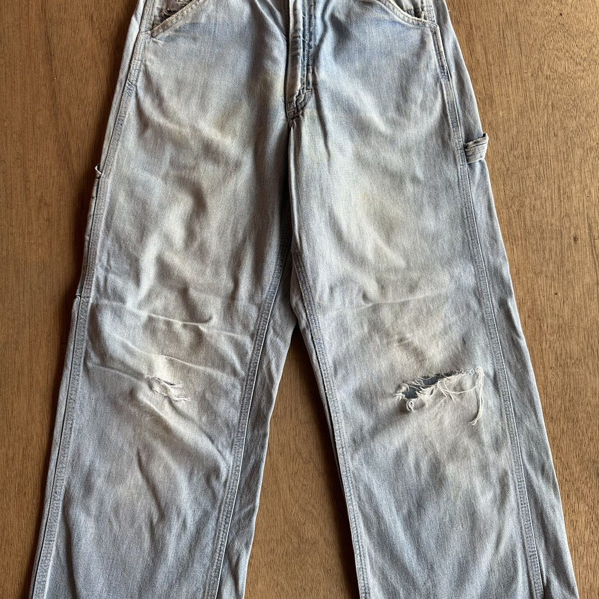 Japanese Brand VTG LEE DISTRESSED DENIM TALON RUSTY DIRTY JEANS BAGGY PANTS Size US 27 - 2 Thumbnail