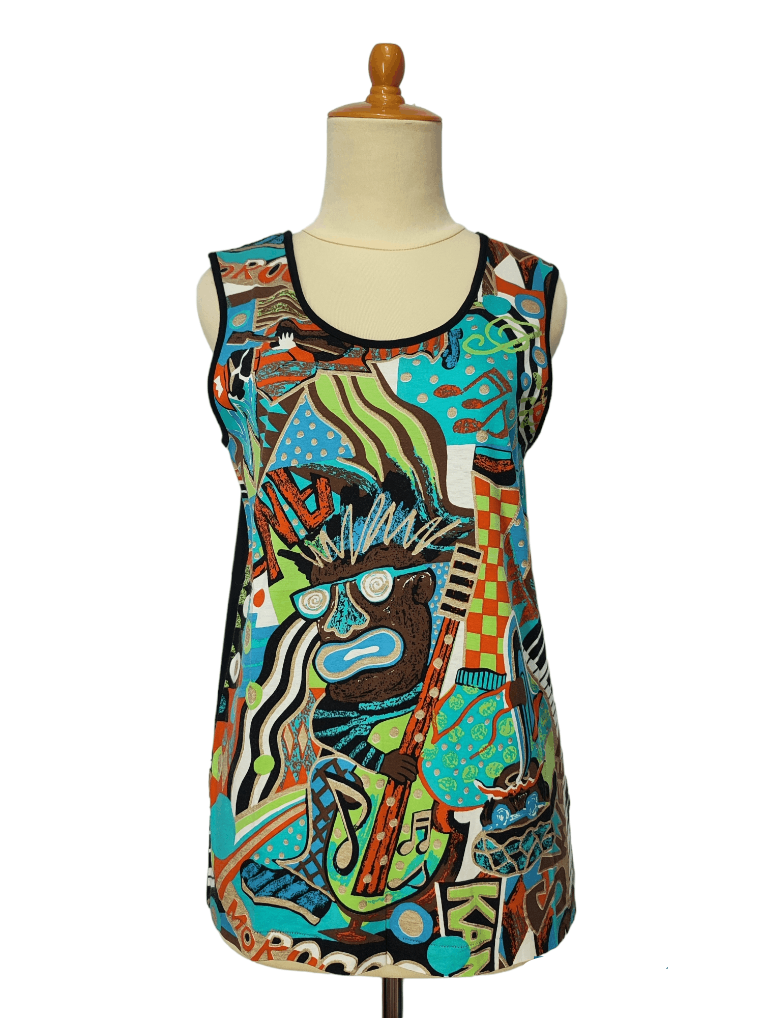 Kansai Yamamoto 80s Kansai 02🇯🇵 Archive AOP Jazz Music Art Tanktop Size M / US 6-8 / IT 42-44 - 5 Thumbnail