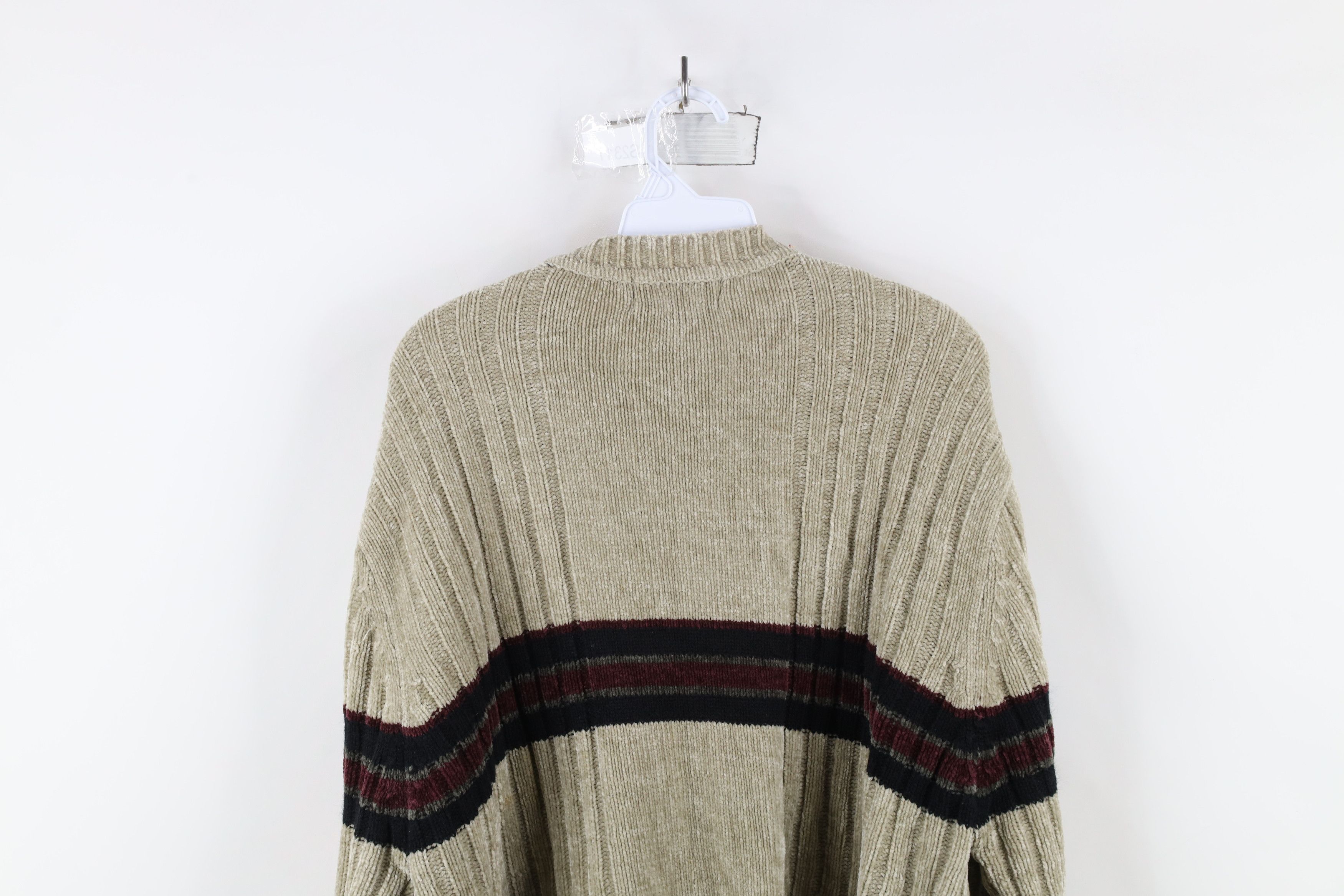 Vintage Vintage 90s Streetwear Ribbed Fleece V-Neck Sweater Beige Size US L / EU 52-54 / 3 - 8 Thumbnail