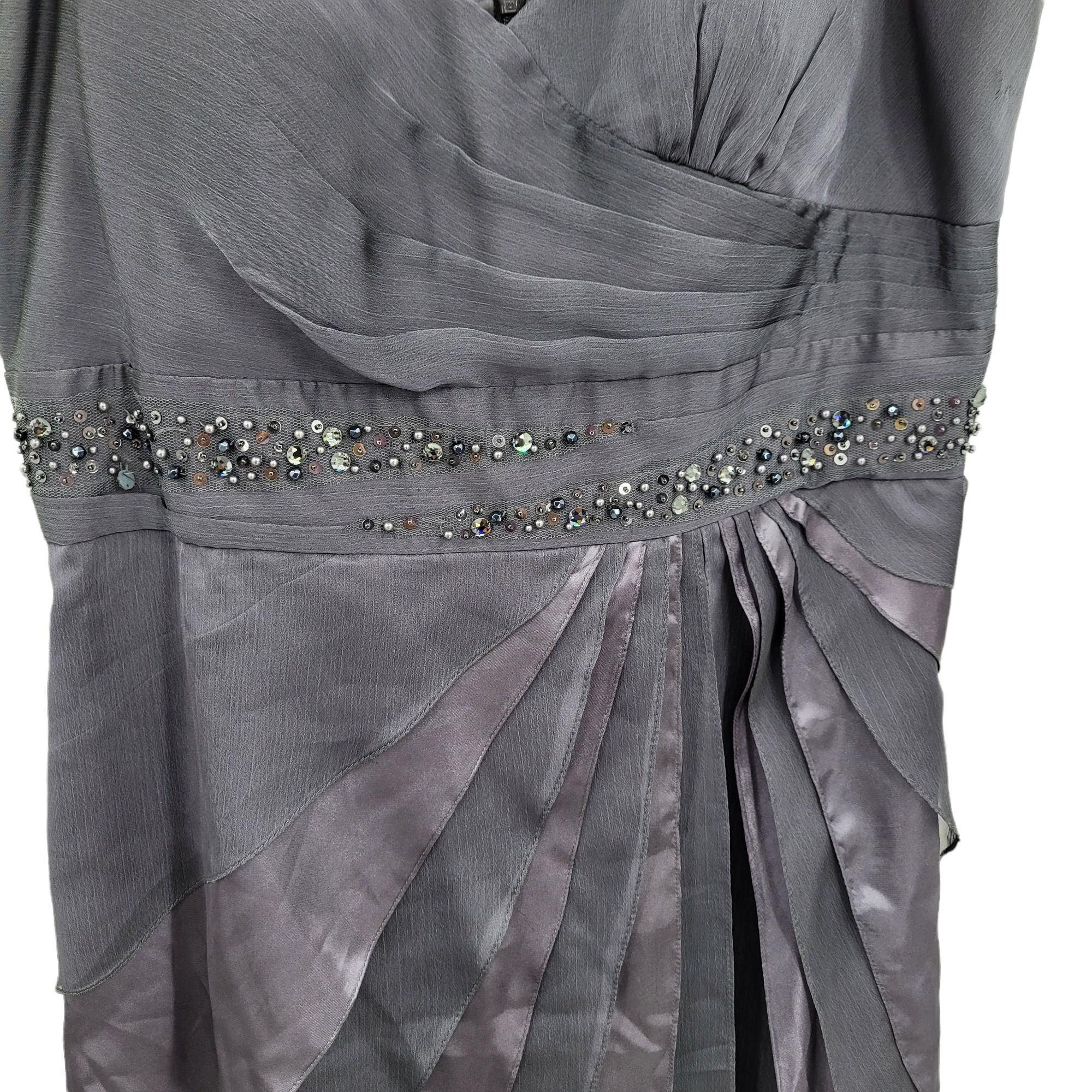 Adrianna Papell Vtg Starburst Ruffle Gown Sz 16 Gunmetal Gray Dress Tiered Size XXL / US 16-18 / IT 52-54 - 3 Thumbnail