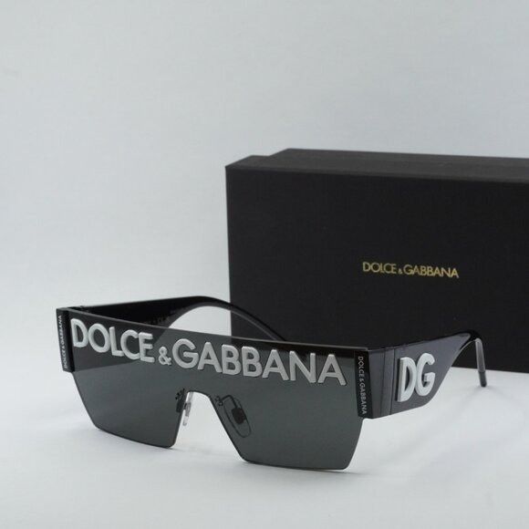 Dolce & Gabbana Dolce & Gabbana DG2233 01/87 Sunglasses Black Shield Frame Size ONE SIZE - 13 Thumbnail