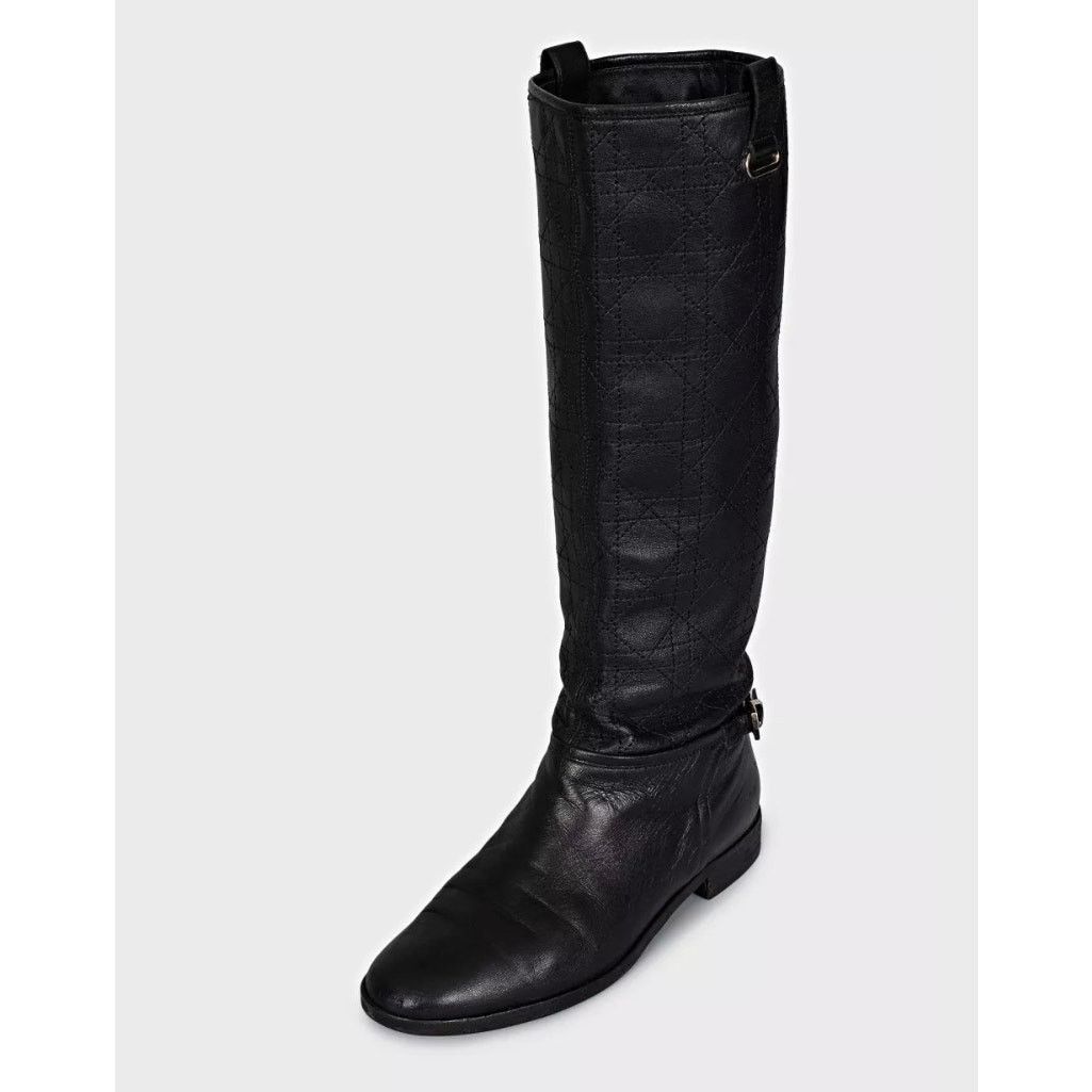 Dior Christian Dior Quilted Flat Boots - Black Leather EU 37.5 Size US 6.5 / IT 36.5 - 3 Thumbnail