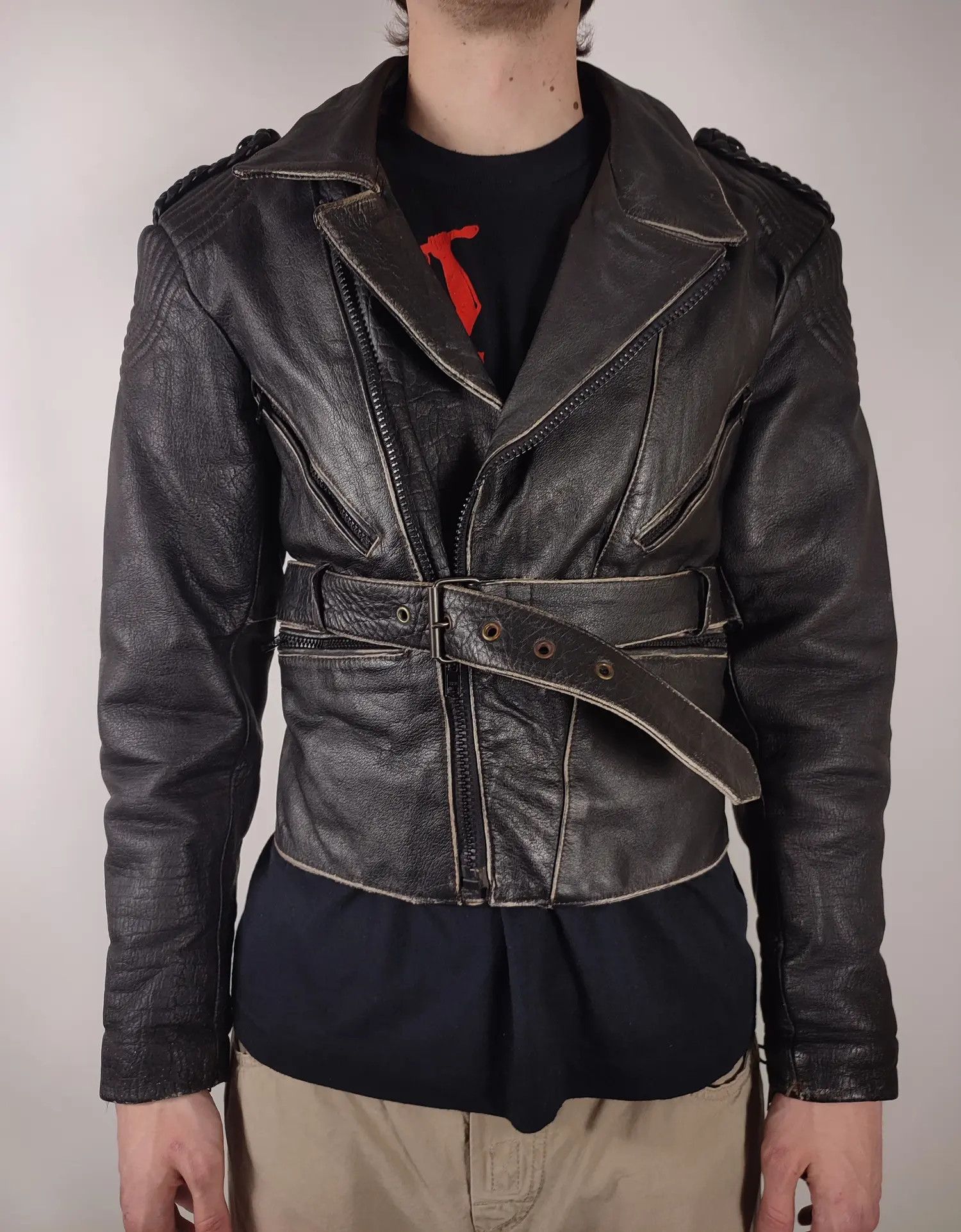 Vintage Vintage Moto Biker Faded Leather Jacket Size US M / EU 48-50 / 2 - 5 Thumbnail