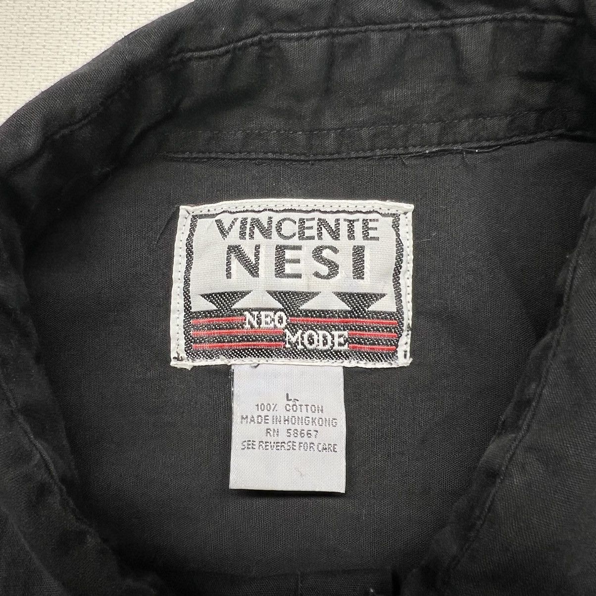 Vintage Vincente Nesi Button Up Shirt Black Pocket Cargo Patch Size US L / EU 52-54 / 3 - 8 Thumbnail